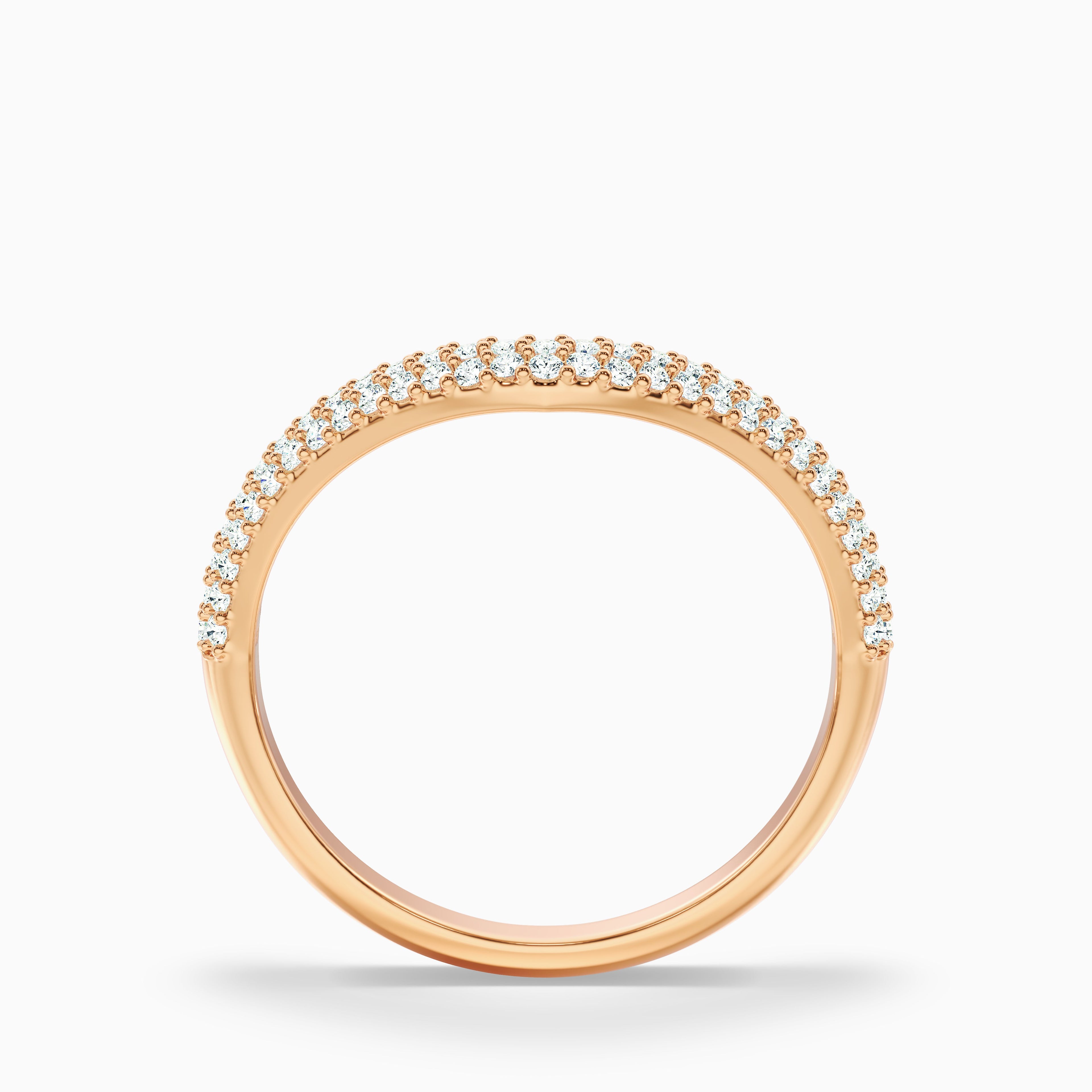 Amelie Round Cut Three Row Curved Lab Grown Diamond Wedding Band