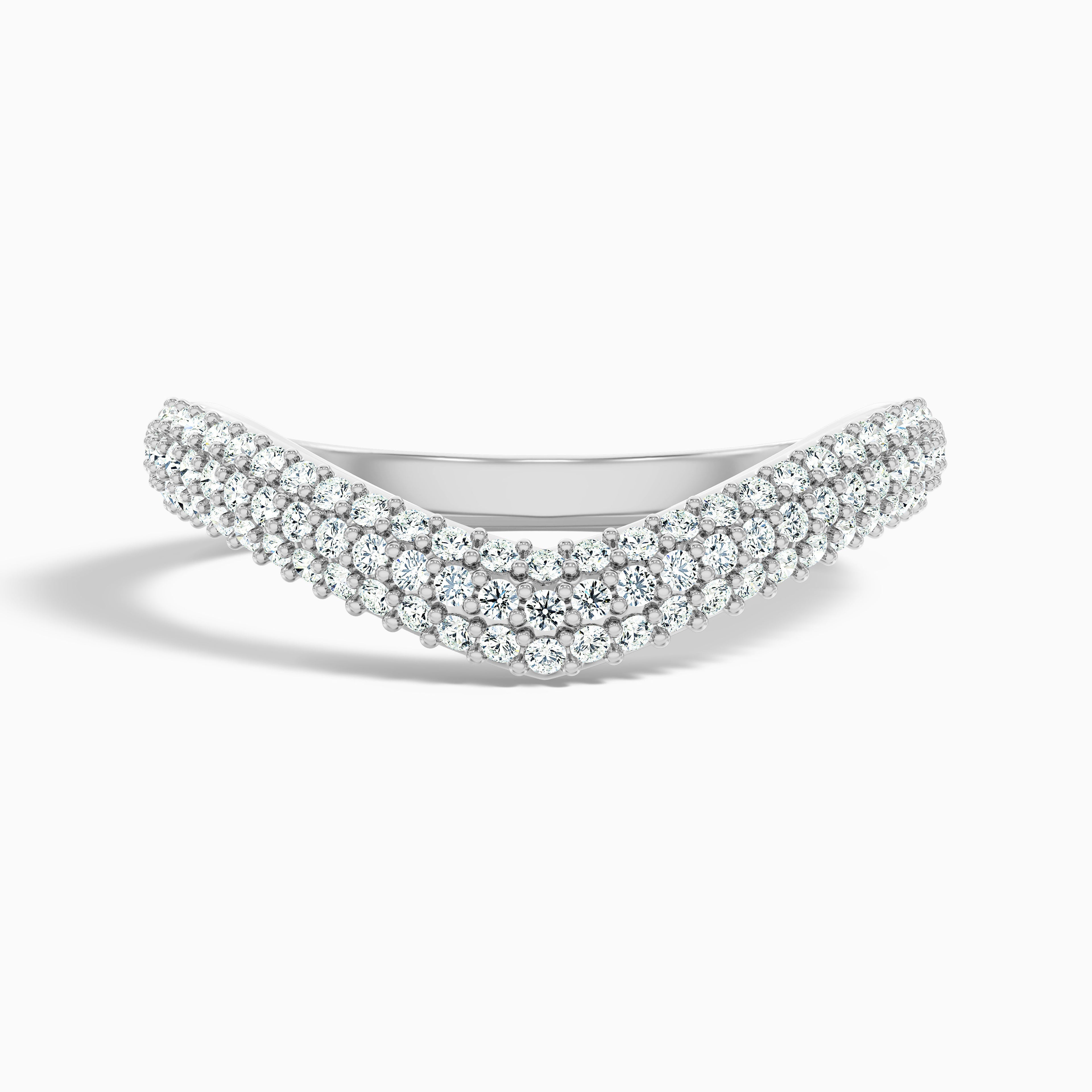 Amelie Round Cut Three Row Curved Lab Grown Diamond Wedding Band