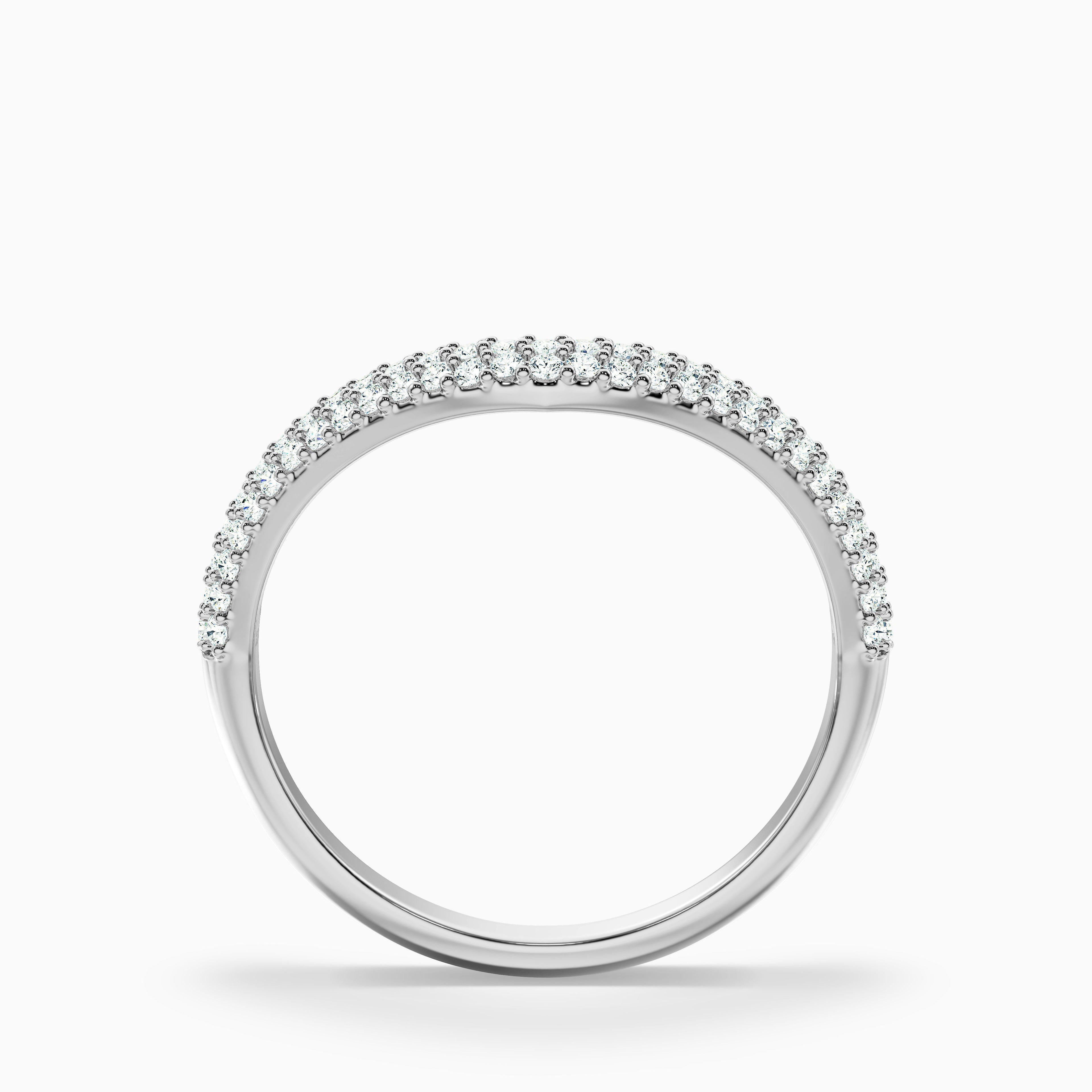 Amelie Round Cut Three Row Curved Lab Grown Diamond Wedding Band
