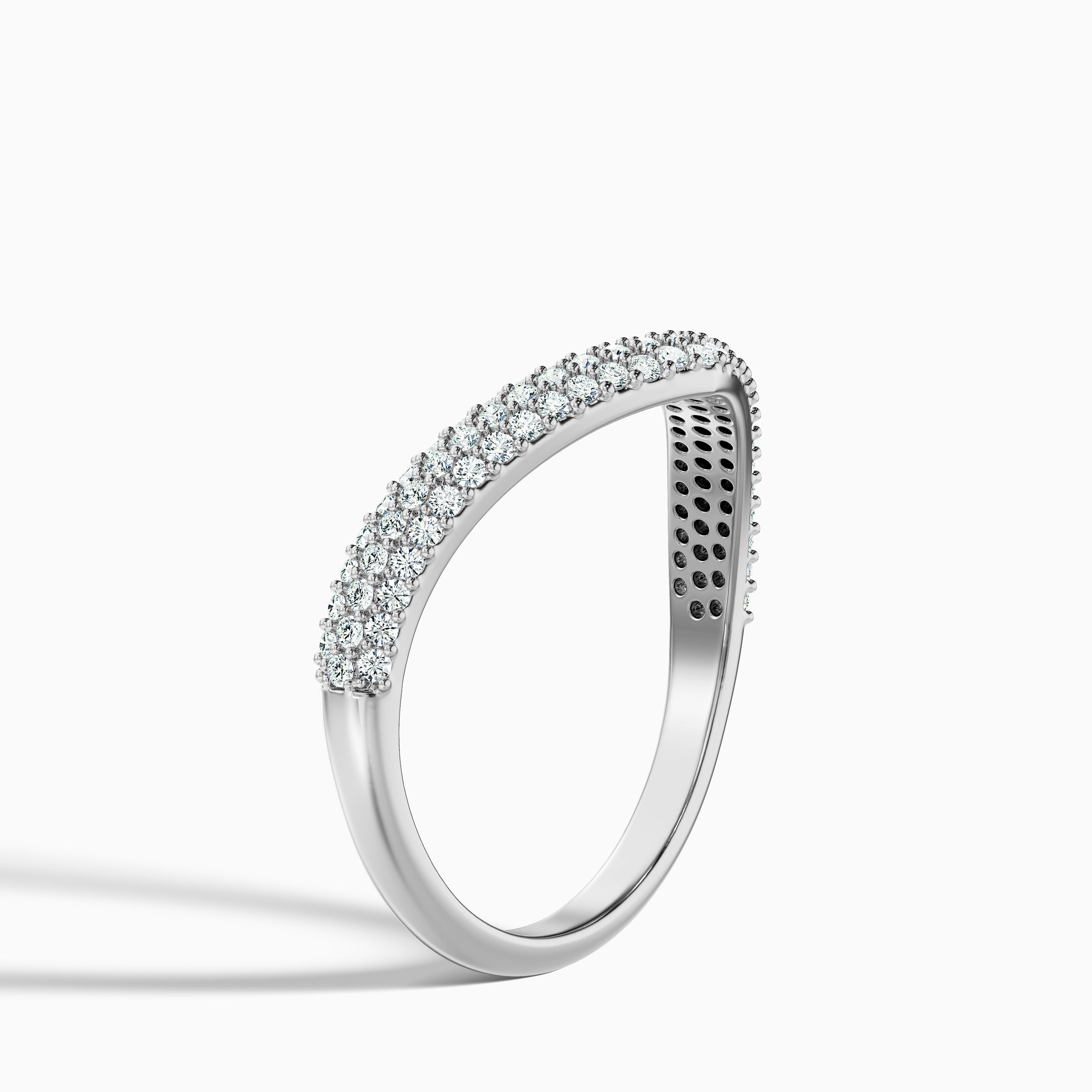 Amelie Round Cut Three Row Curved Lab Grown Diamond Wedding Band
