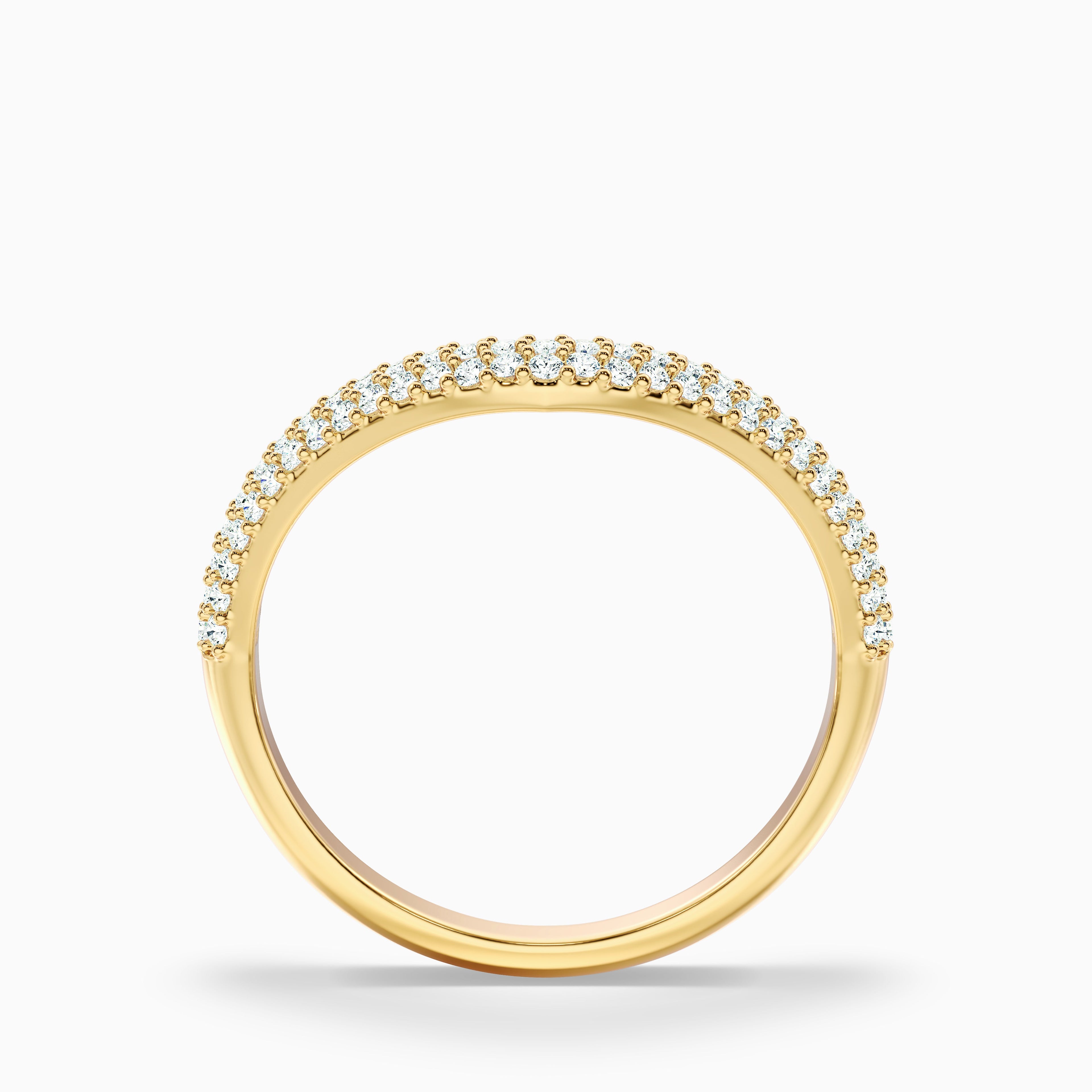 Amelie Round Cut Three Row Curved Lab Grown Diamond Wedding Band