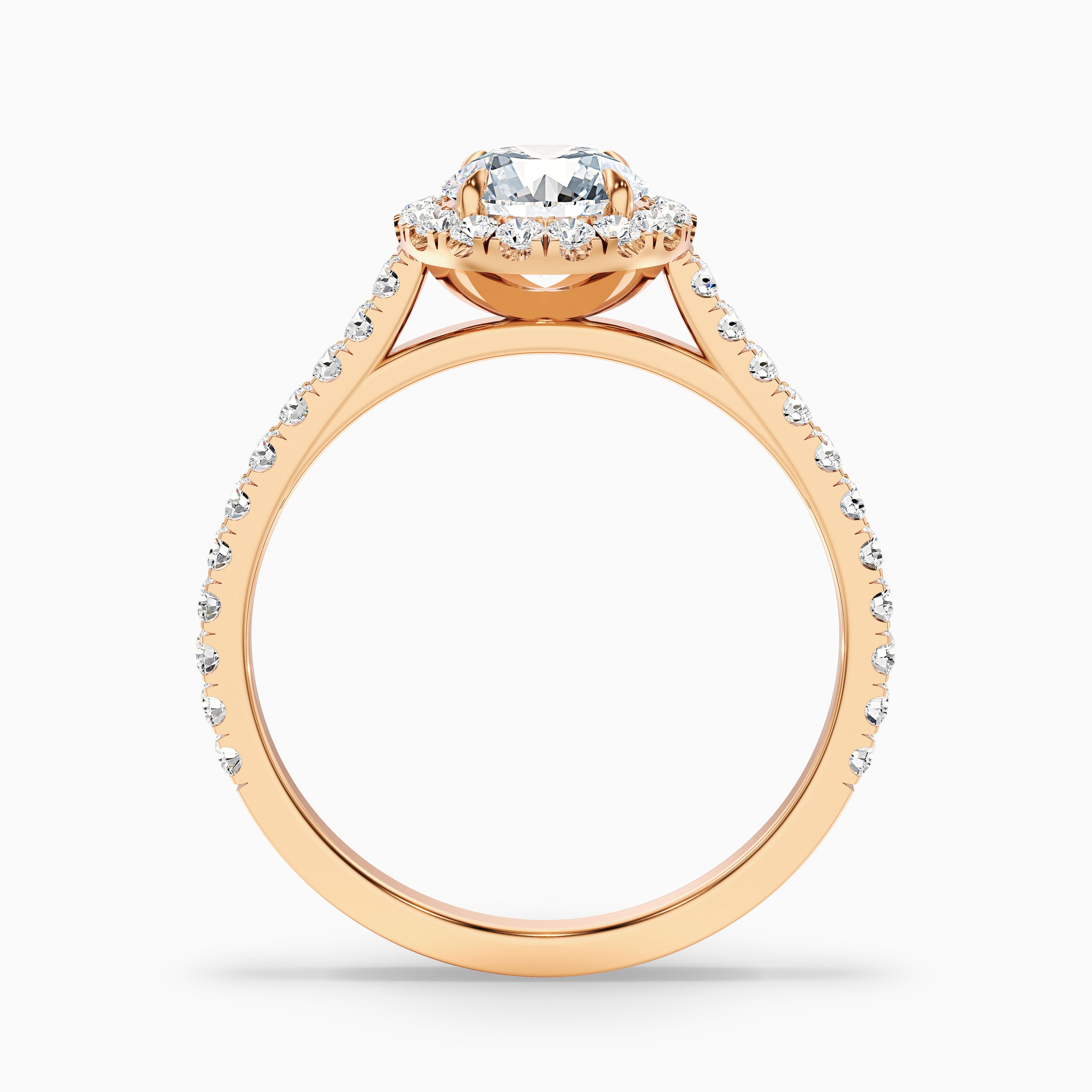 Pearl 3 Carat Round Halo Pave Moissanite Diamond Ring in 18k White Gold