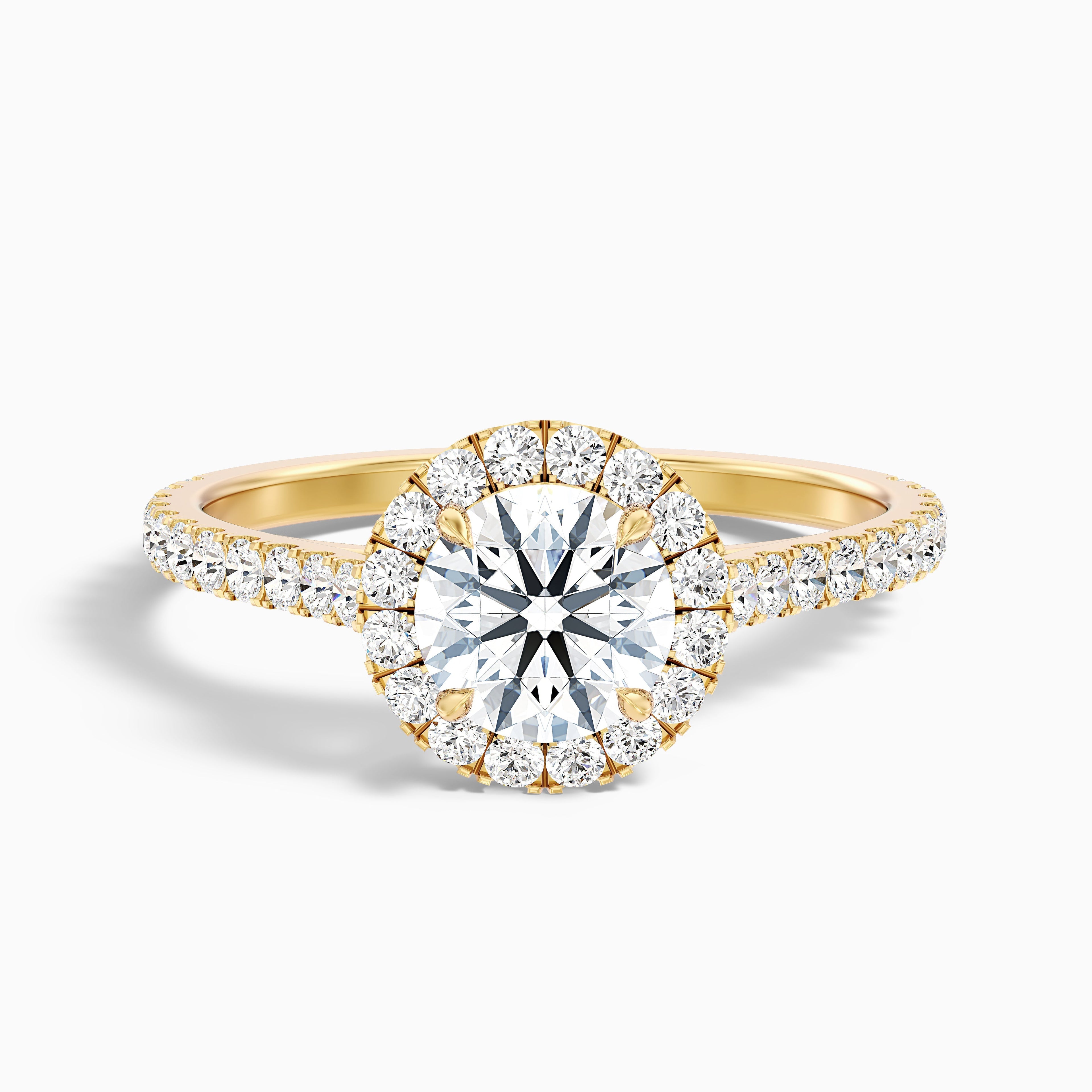 Ava 4 Carat Round Halo Pave Lab Grown Engagement Ring in 10k White Gold