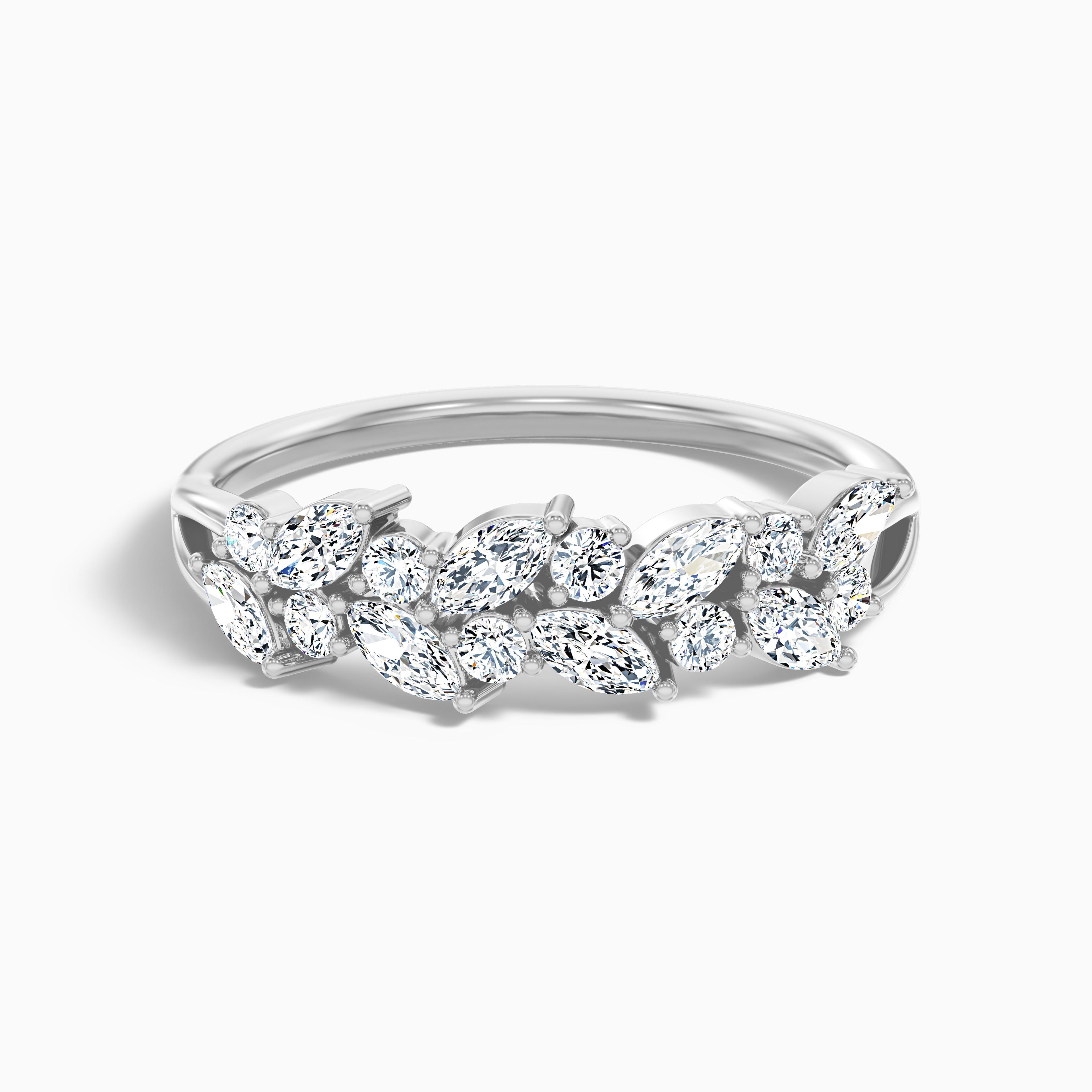 Anissa Round and Marquise Cut Two Row Curved Split Lab Grown Diamond Band