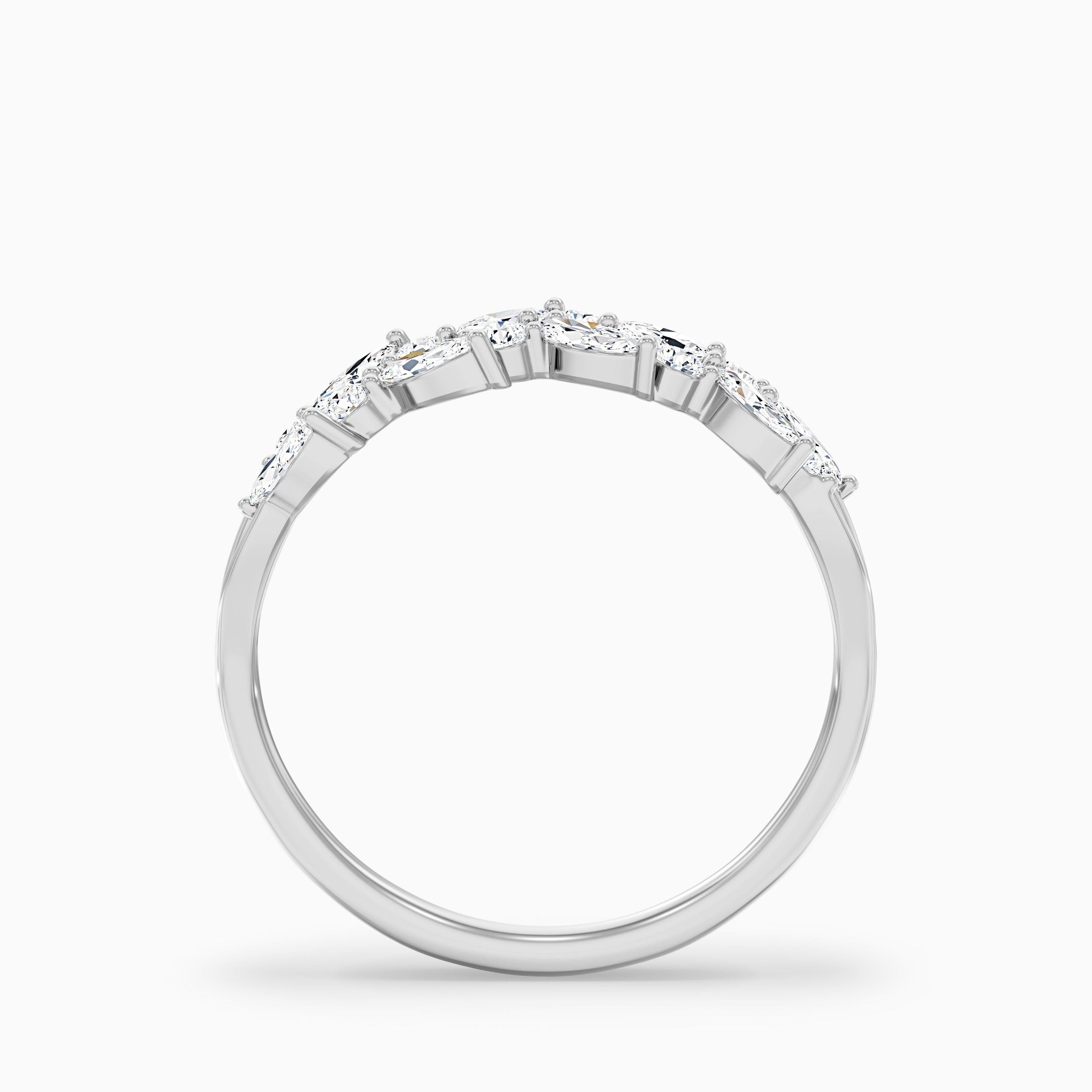 Anissa Round and Marquise Cut Two Row Curved Split Lab Grown Diamond Band