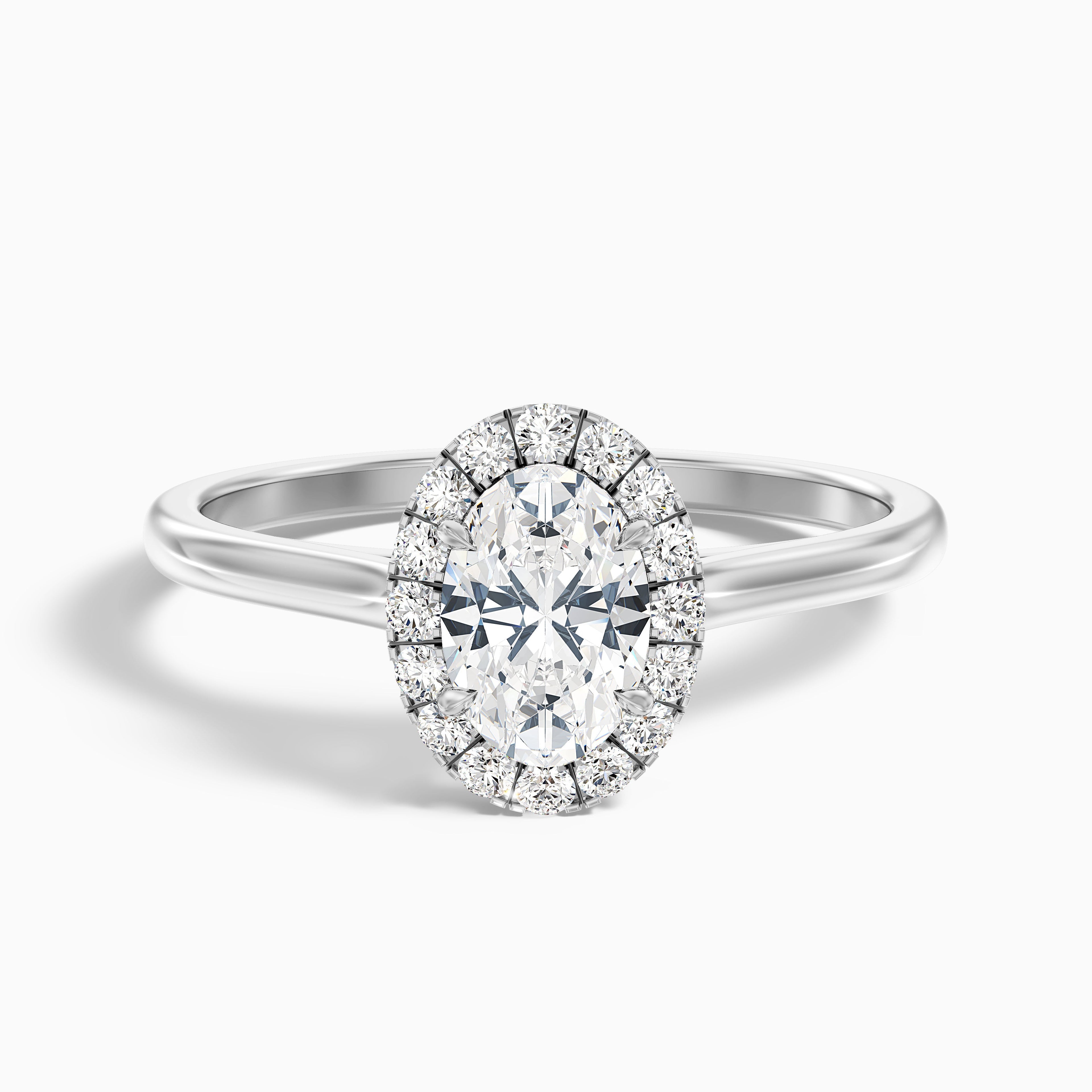 Mira 5 Carat Oval Halo Lab Grown Engagement Ring in 10k Yellow Gold