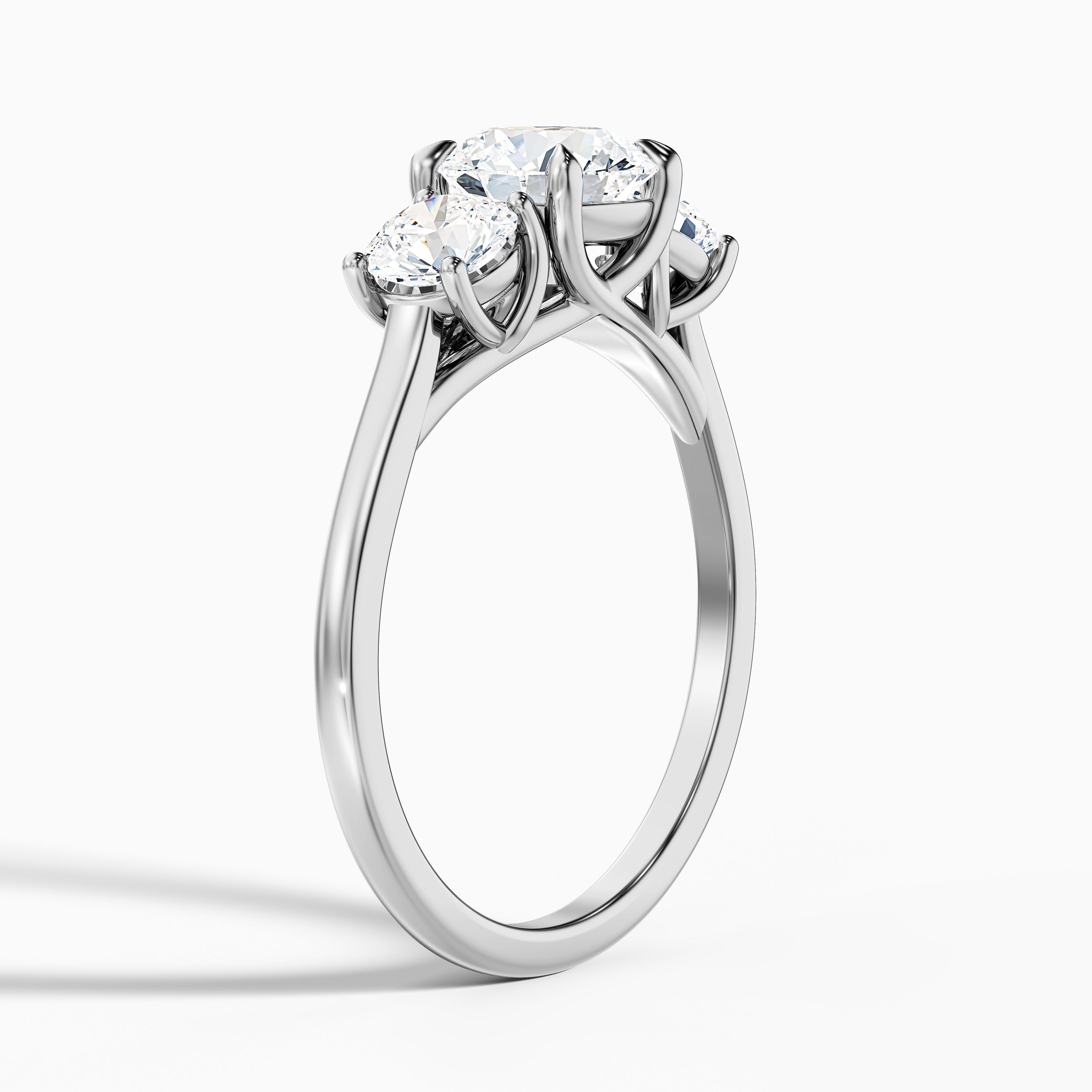 Lyra 3 Carat Round 3 Stone Lab Grown Engagement Ring in 14k White Gold