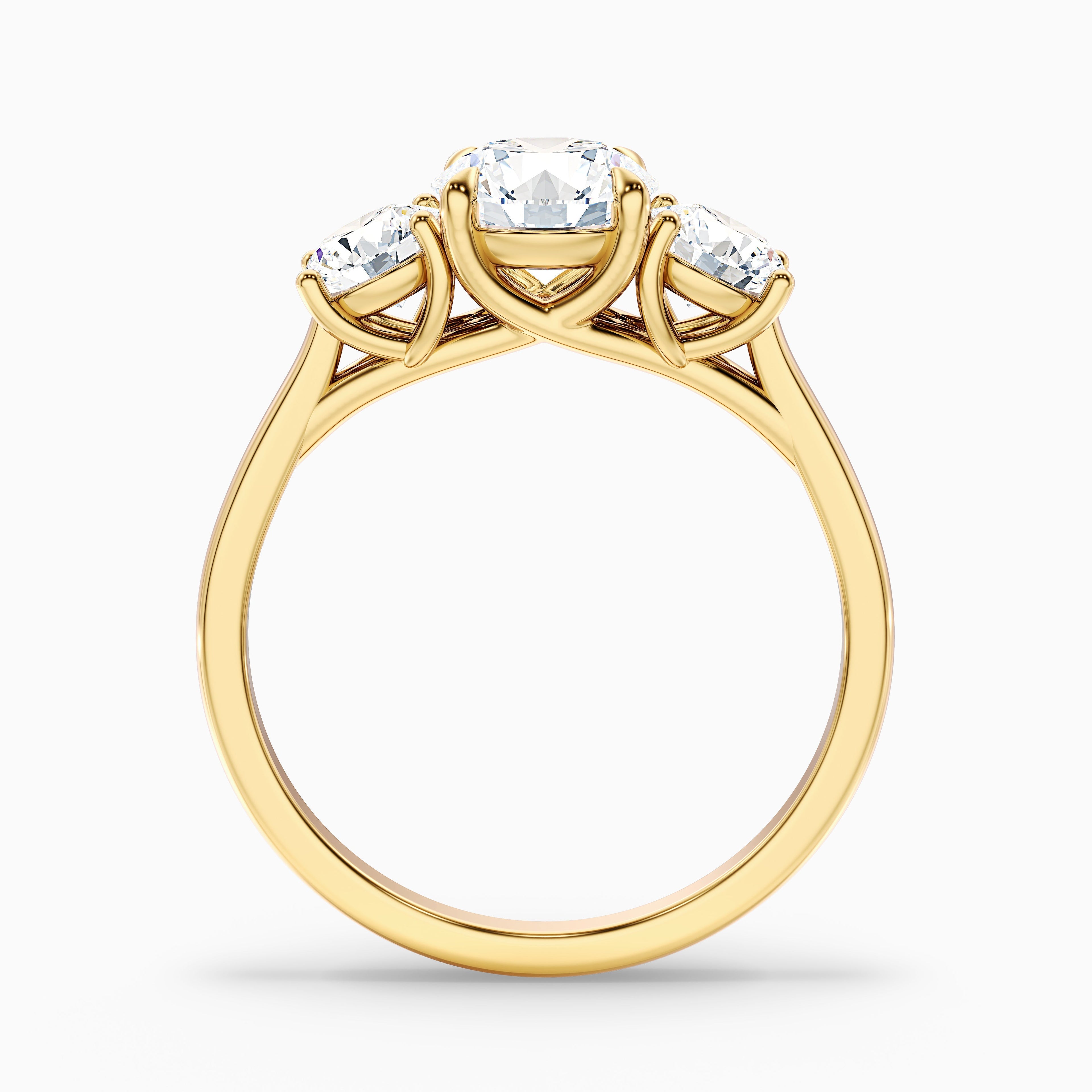 Lyra 4 Carat Round 3 Stone Lab Grown Engagement Ring in Platinum