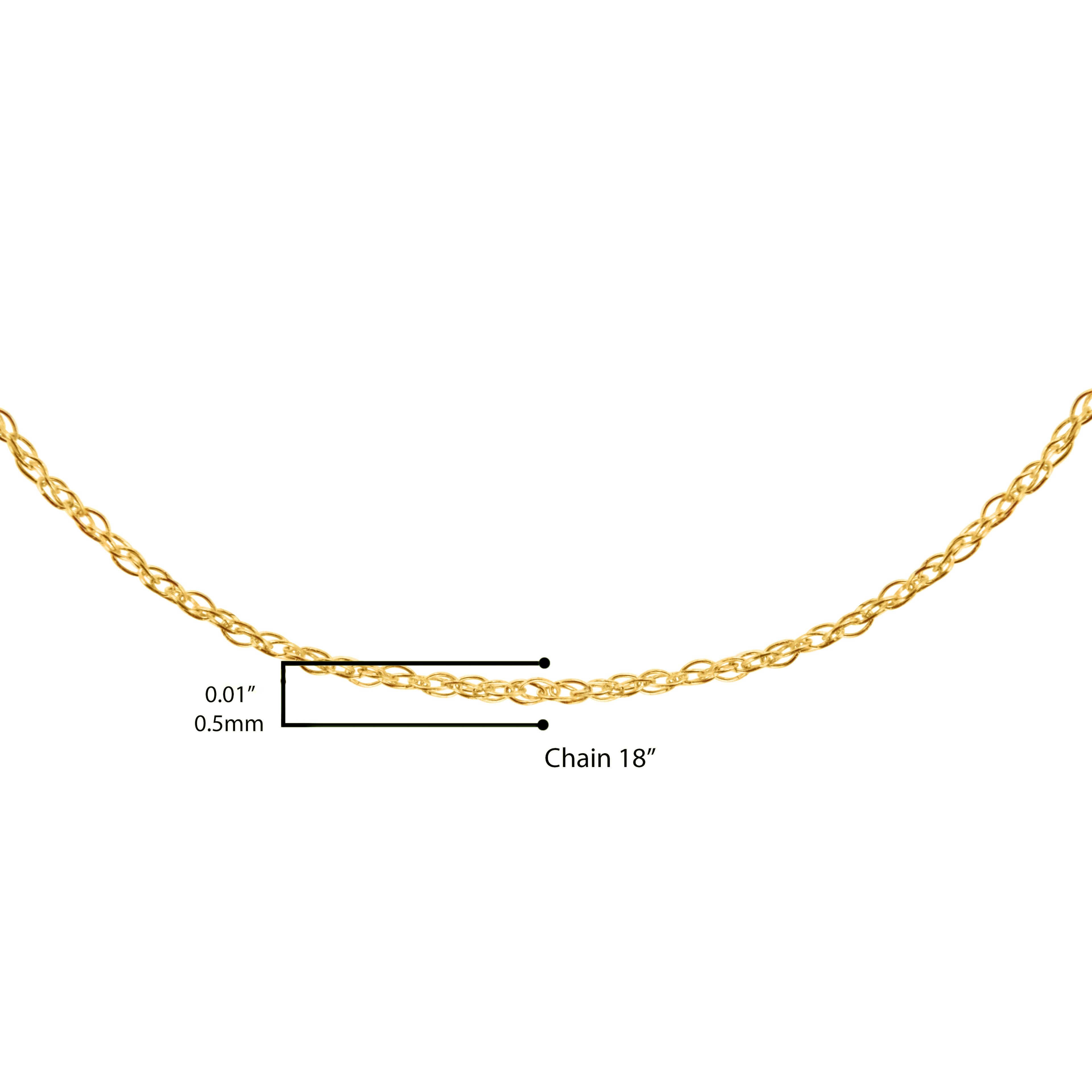 Solid 10K Yellow Gold 0.5mm Slim and Dainty Unisex 18" Rope Chain Necklace by Bids.com