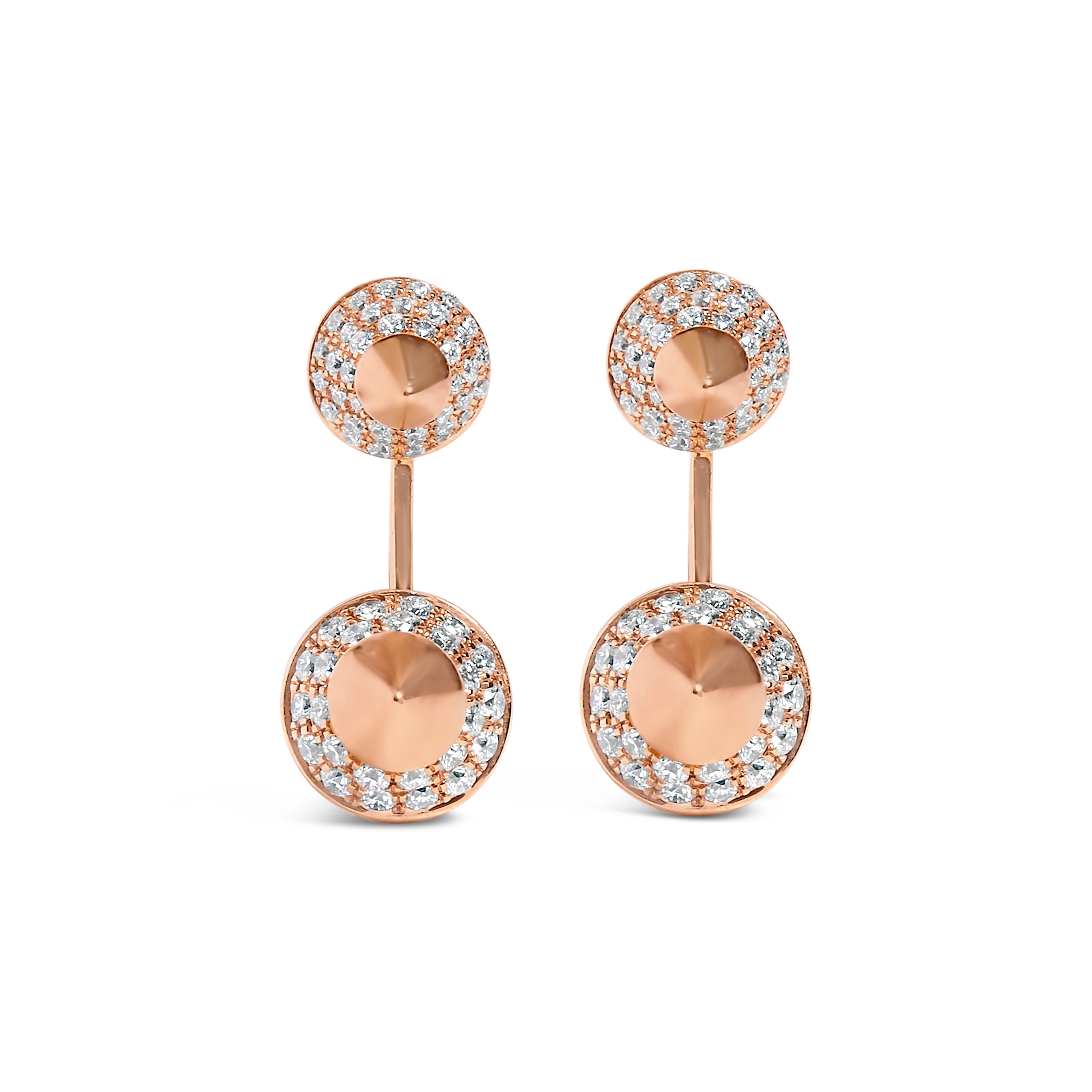 14K Rose Gold 1.00 Cttw Diamond Double Cone Jacket Stud Earring (G-H Color, SI1-SI2 Clarity) by Bids.com