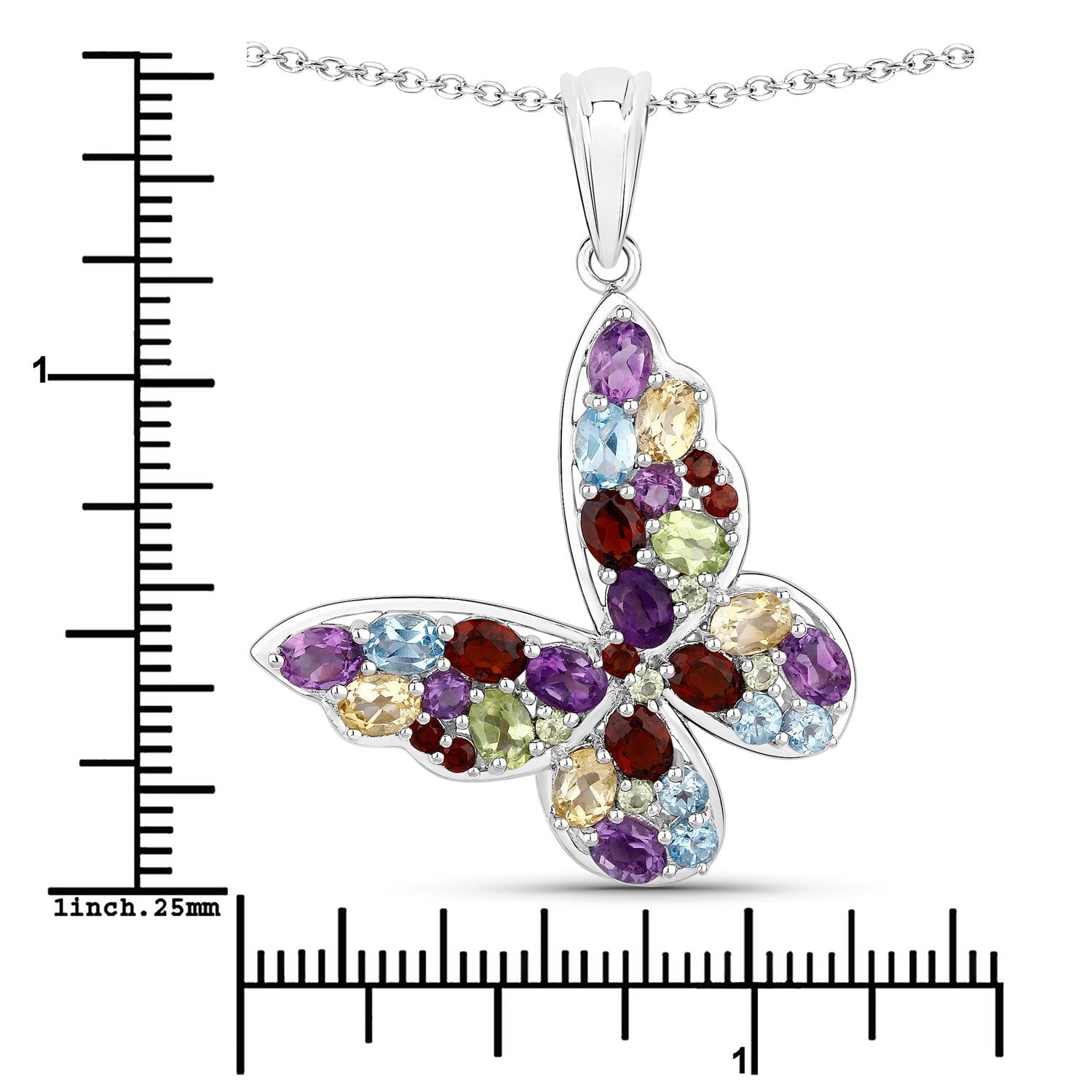 3.80 Carat Genuine Multi Stones .925 Sterling Silver Pendant by Bids.com