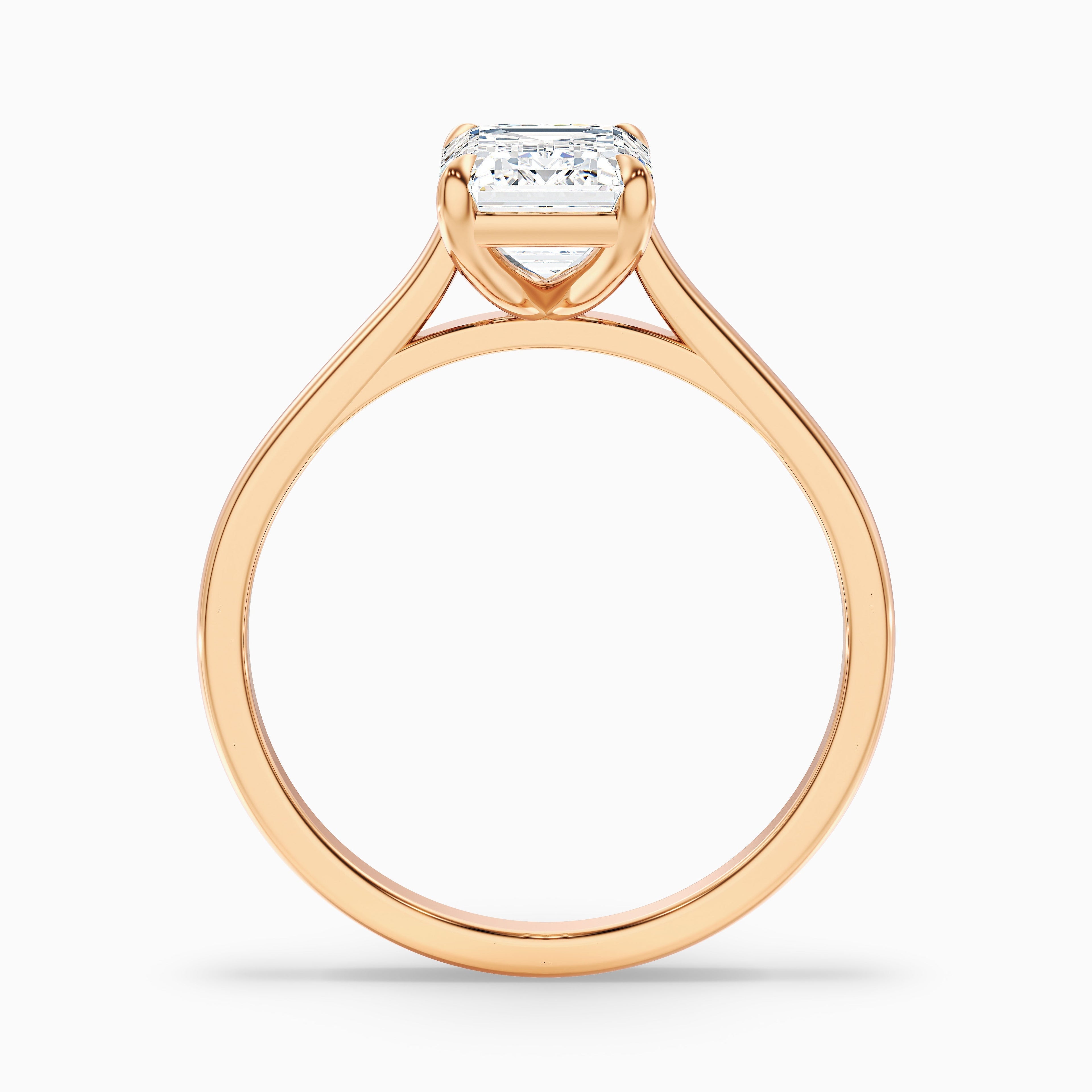 Lea 1 Carat Emerald Cut Solitaire Moissanite Diamond Ring in 14k White Gold