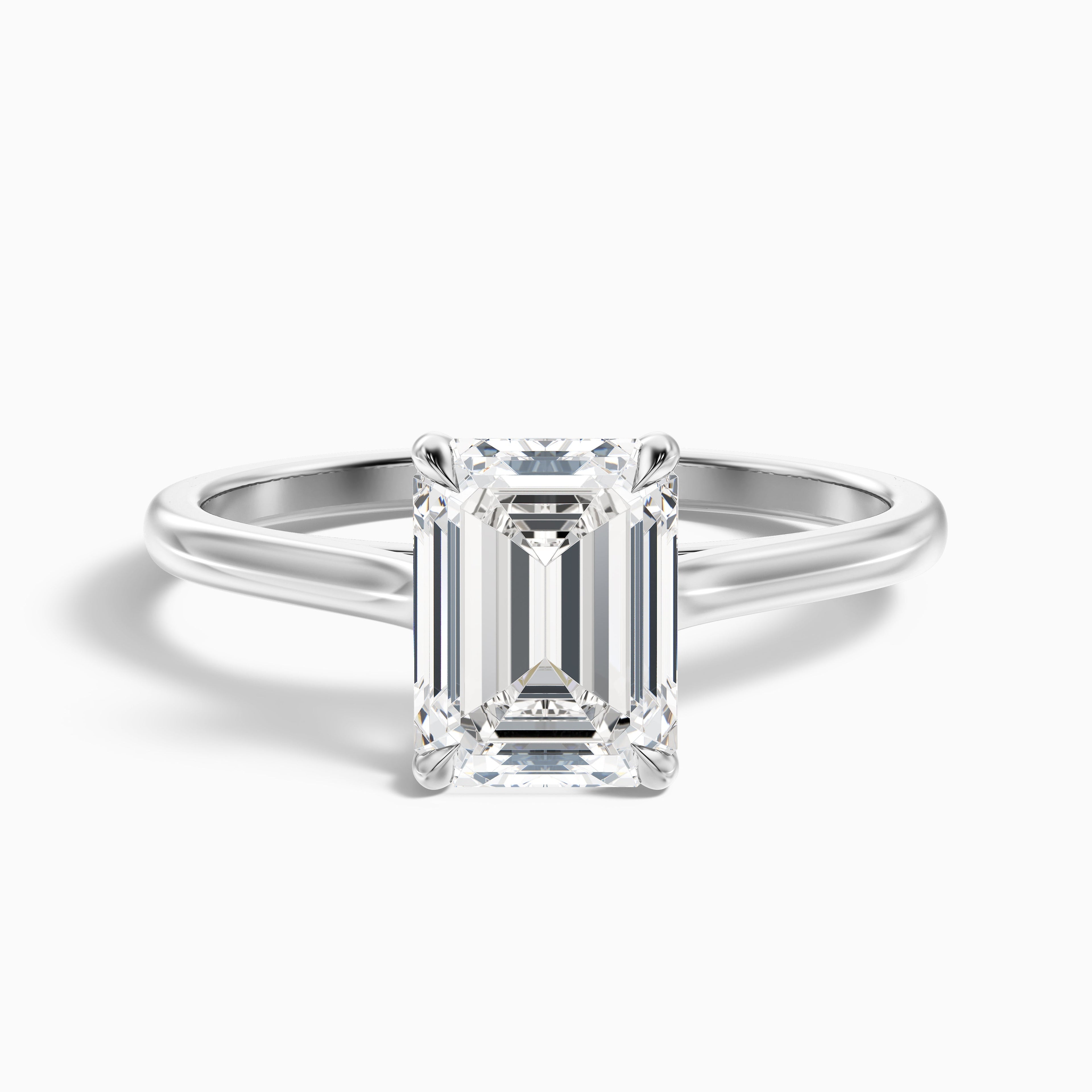 Mary 4.5 Carat Emerald Cut Solitaire Lab Grown Engagement Ring in Platinum