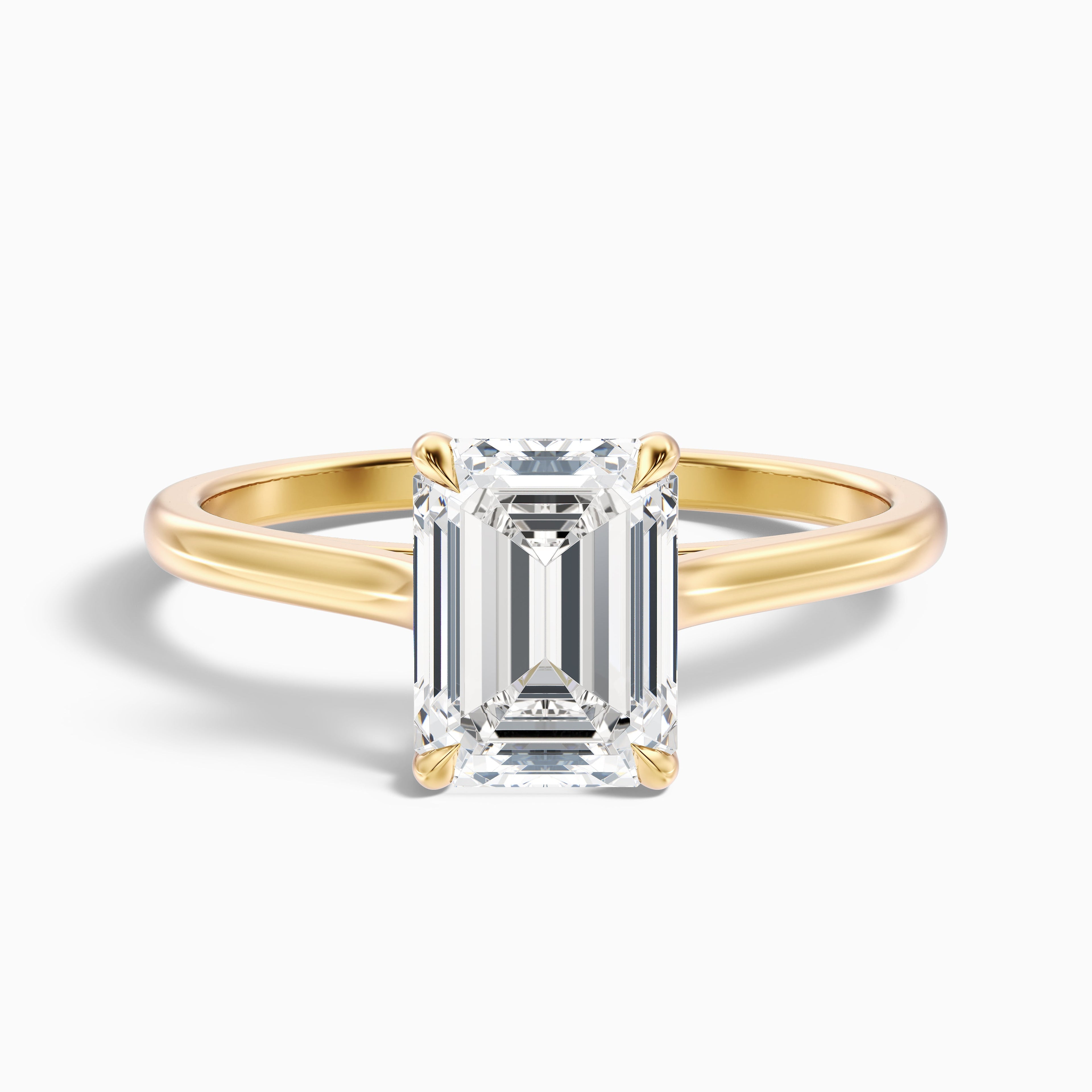 Mary 3 Carat Emerald Cut Solitaire Lab Grown Engagement Ring in 18k Yellow Gold DestGlow
