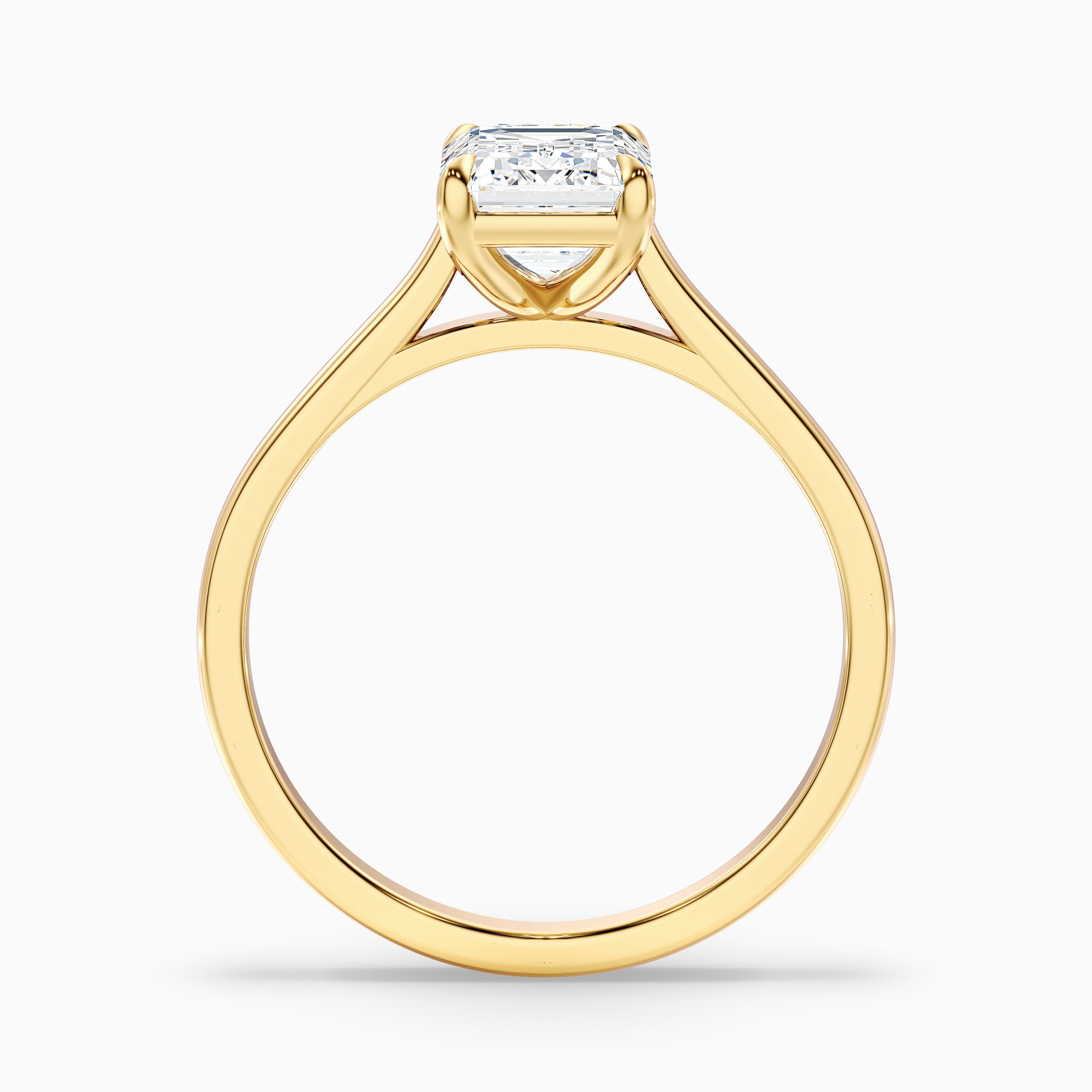 Lea 5 Carat Emerald Cut Solitaire Moissanite Diamond Ring in 14k Rose Gold