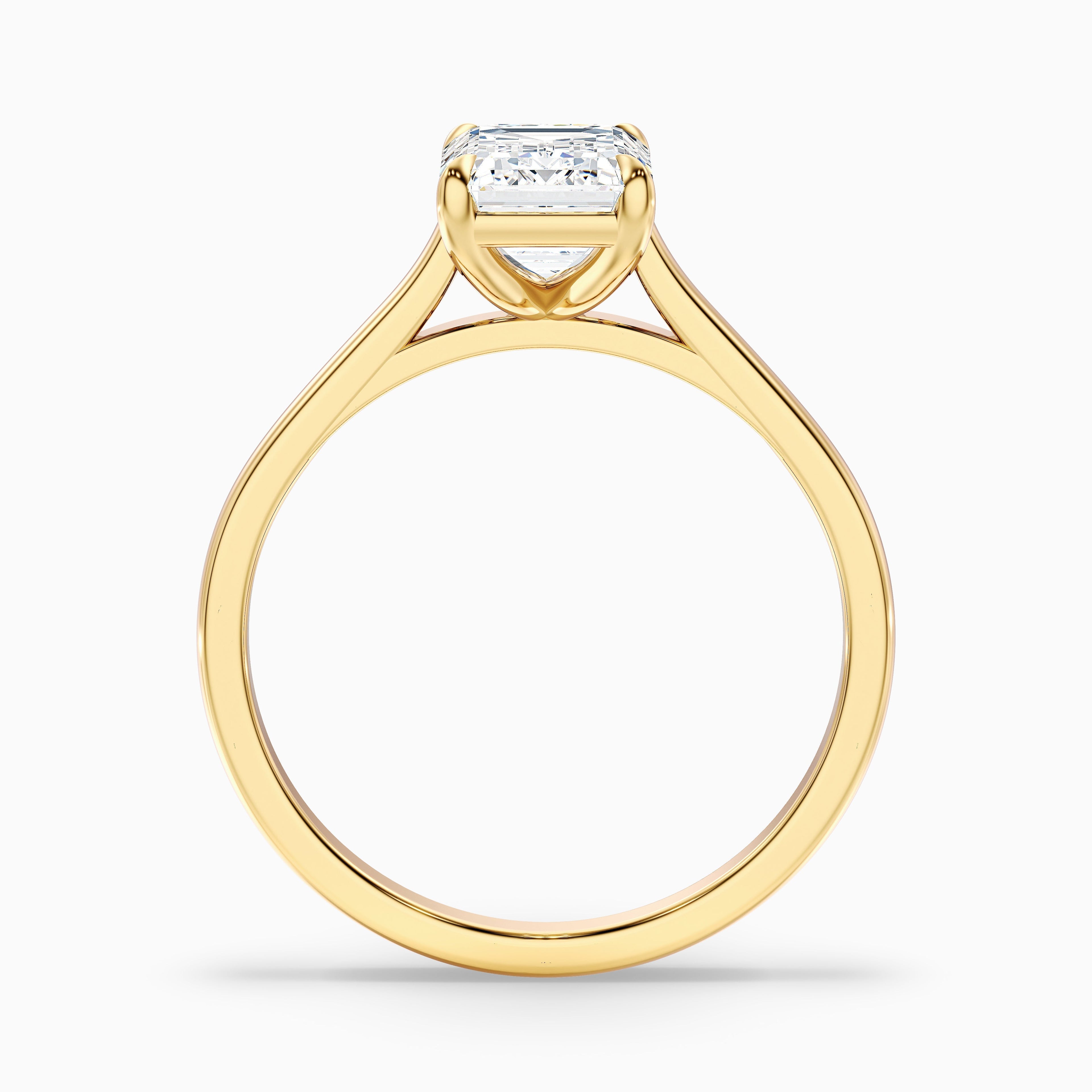 Lea 1 Carat Emerald Cut Solitaire Moissanite Diamond Ring in 14k White Gold