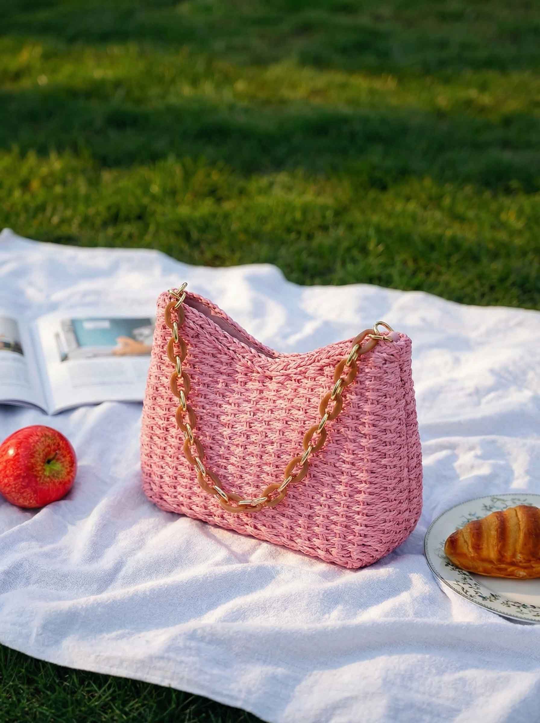 Colorful Woven Straw Shoulder Bag DestGlow