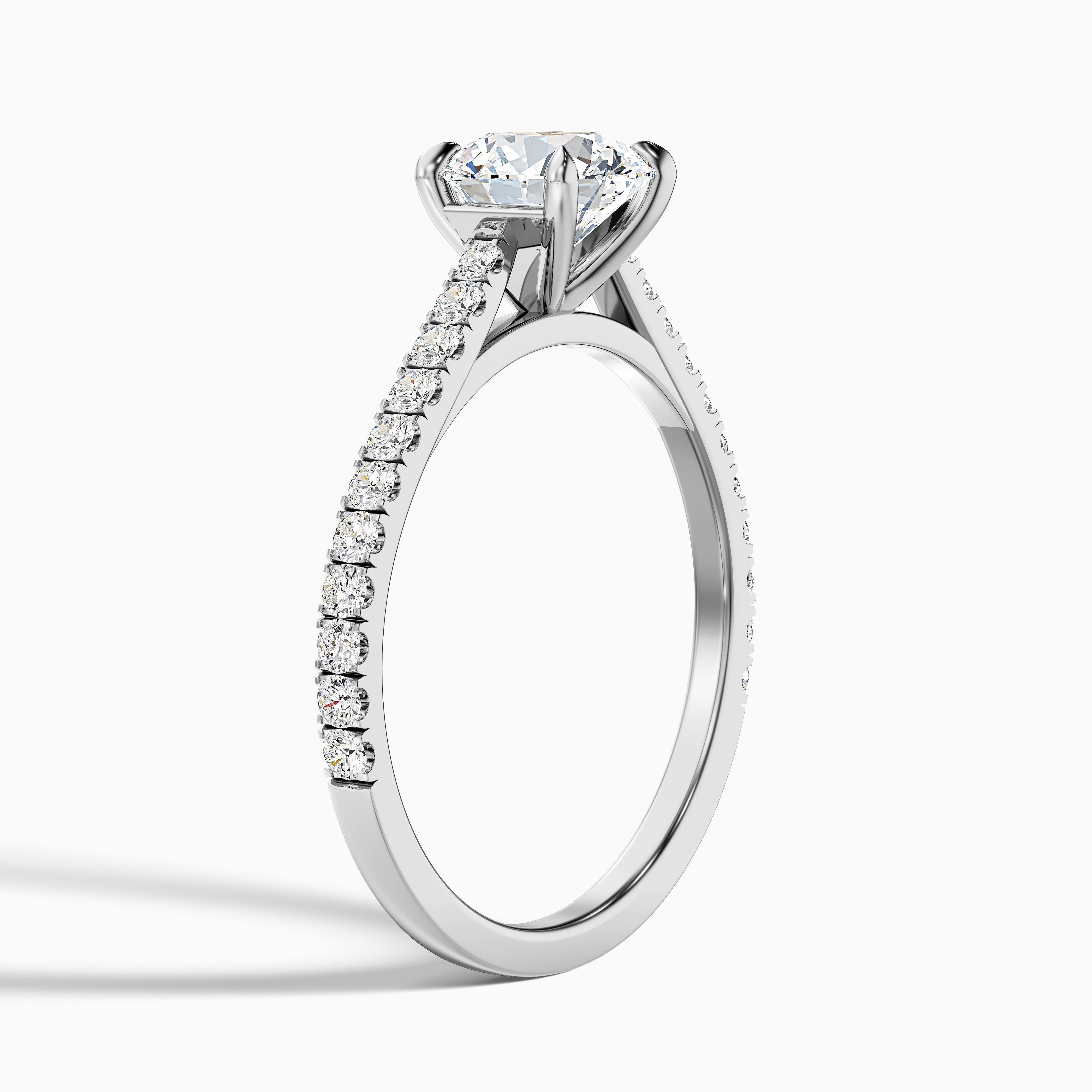 Zola 2.5 Carat Round Side Stone Pave Lab Grown Engagement Ring in 10k Yellow Gold DestGlow