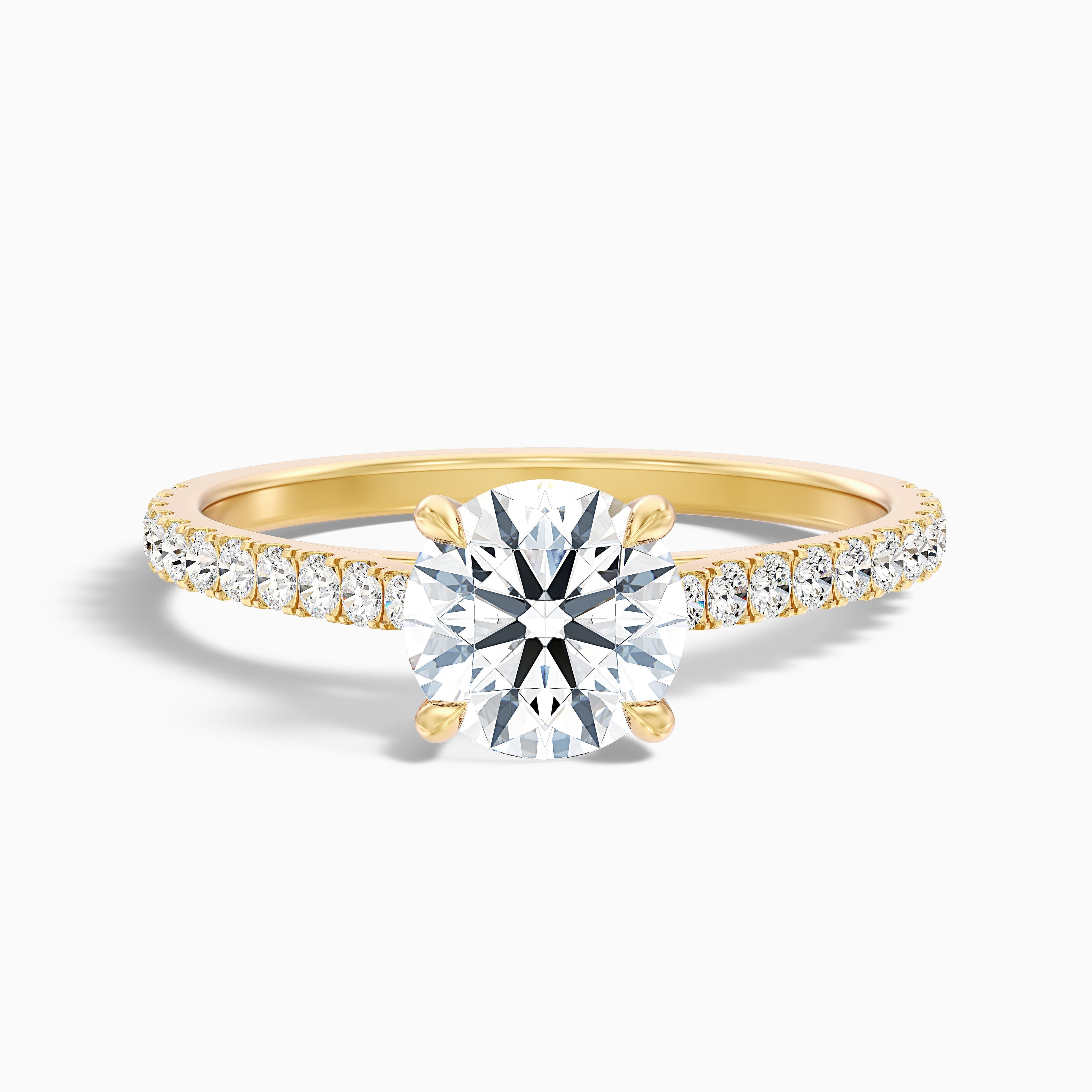 Zola 1 Carat Round Side Stone Pave Lab Grown Engagement Ring in 18k White Gold DestGlow