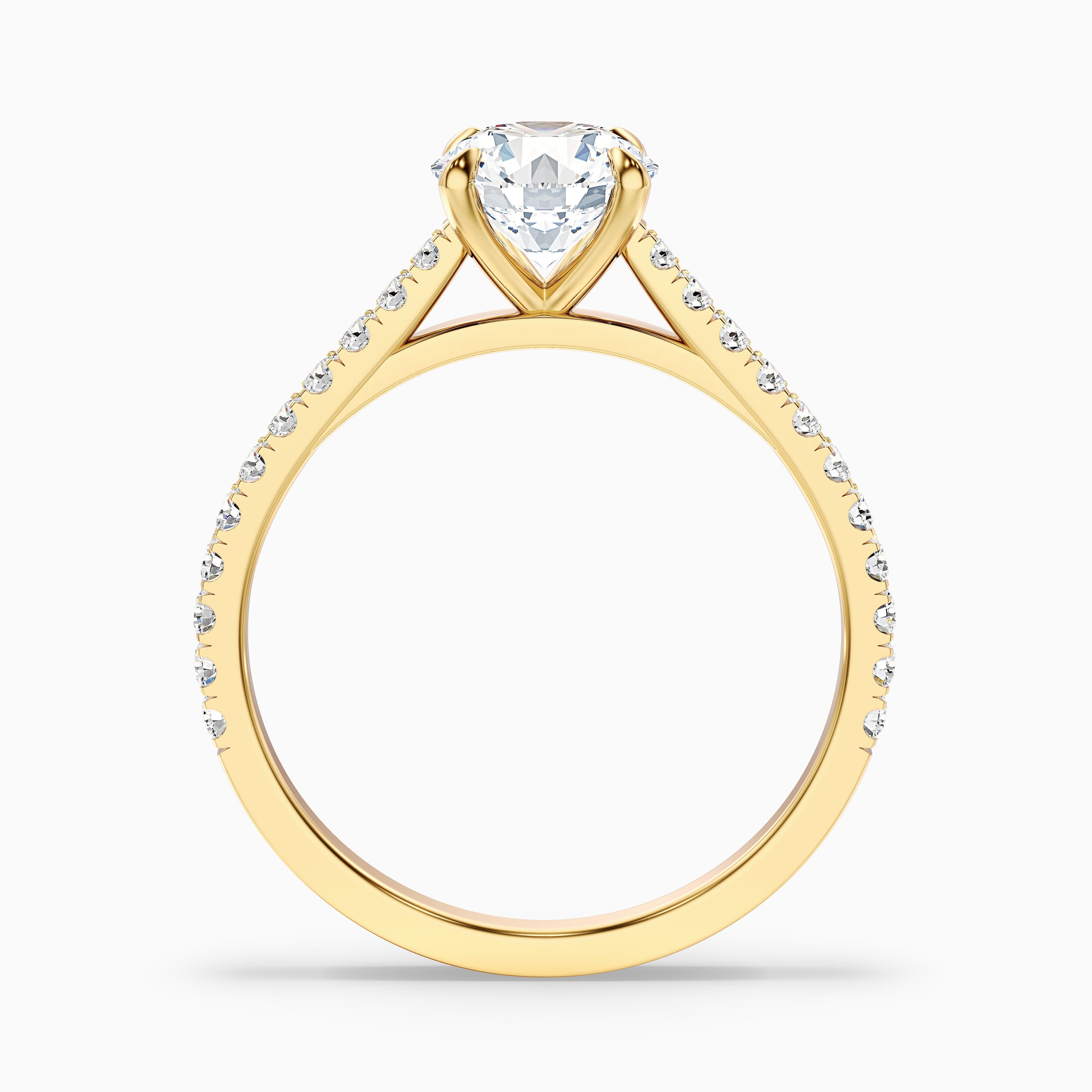 Sarah 4 Carat Round Side Stone Pave Moissanite Diamond Ring in 18k Rose Gold