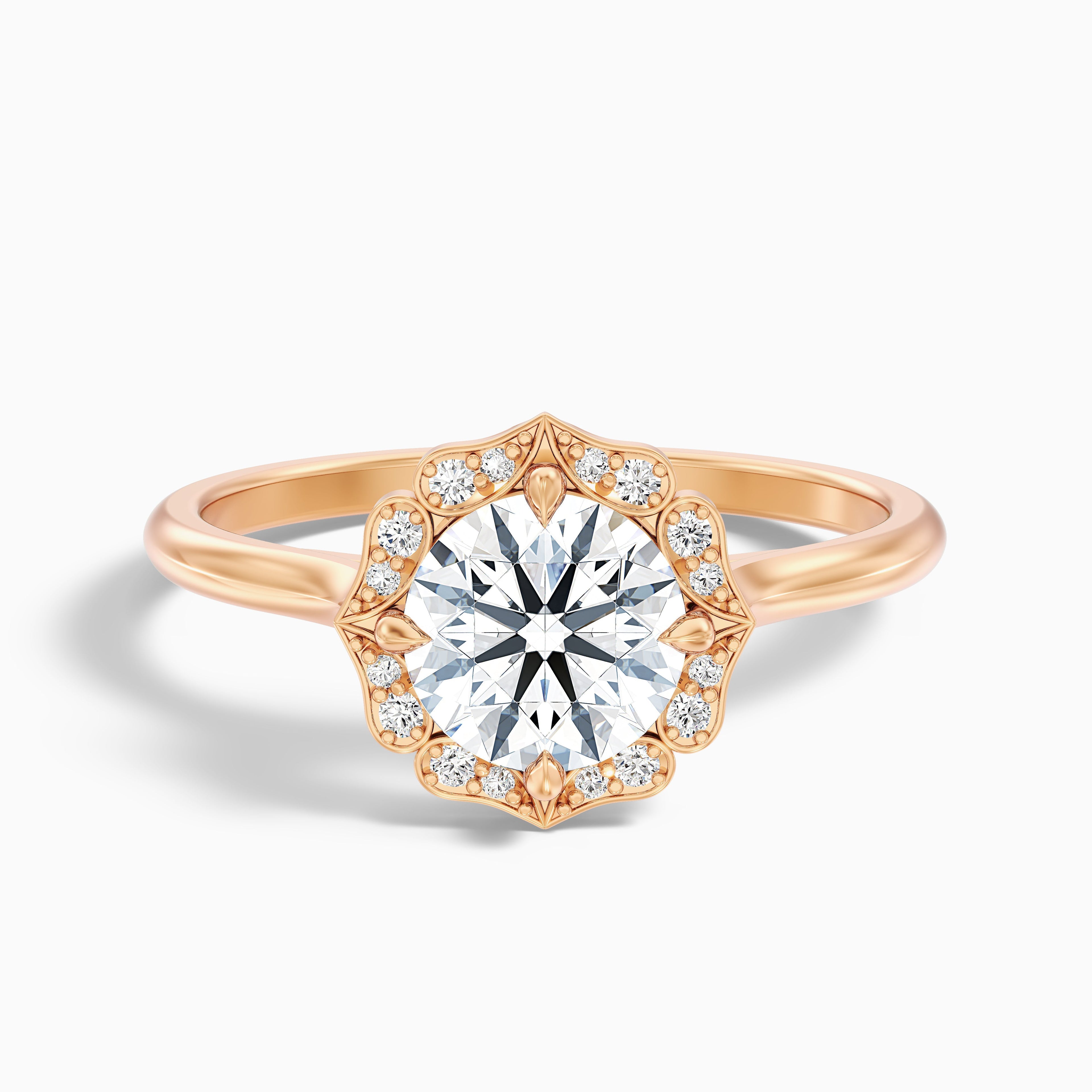 Nyla 5 Carat Round Halo Lab Grown Engagement Ring in 14k Rose Gold