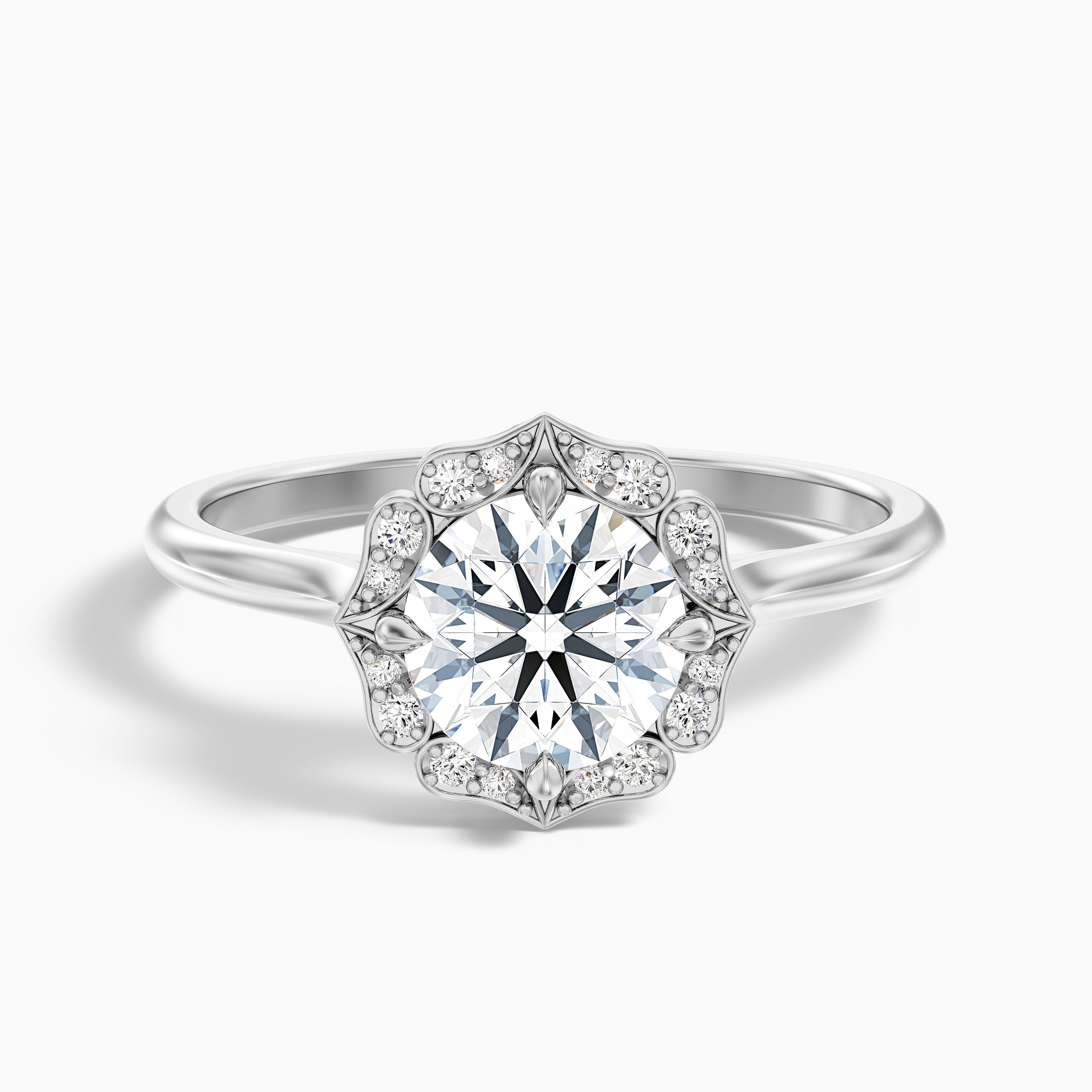 Nyla 1.5 Carat Round Halo Lab Grown Engagement Ring in Platinum