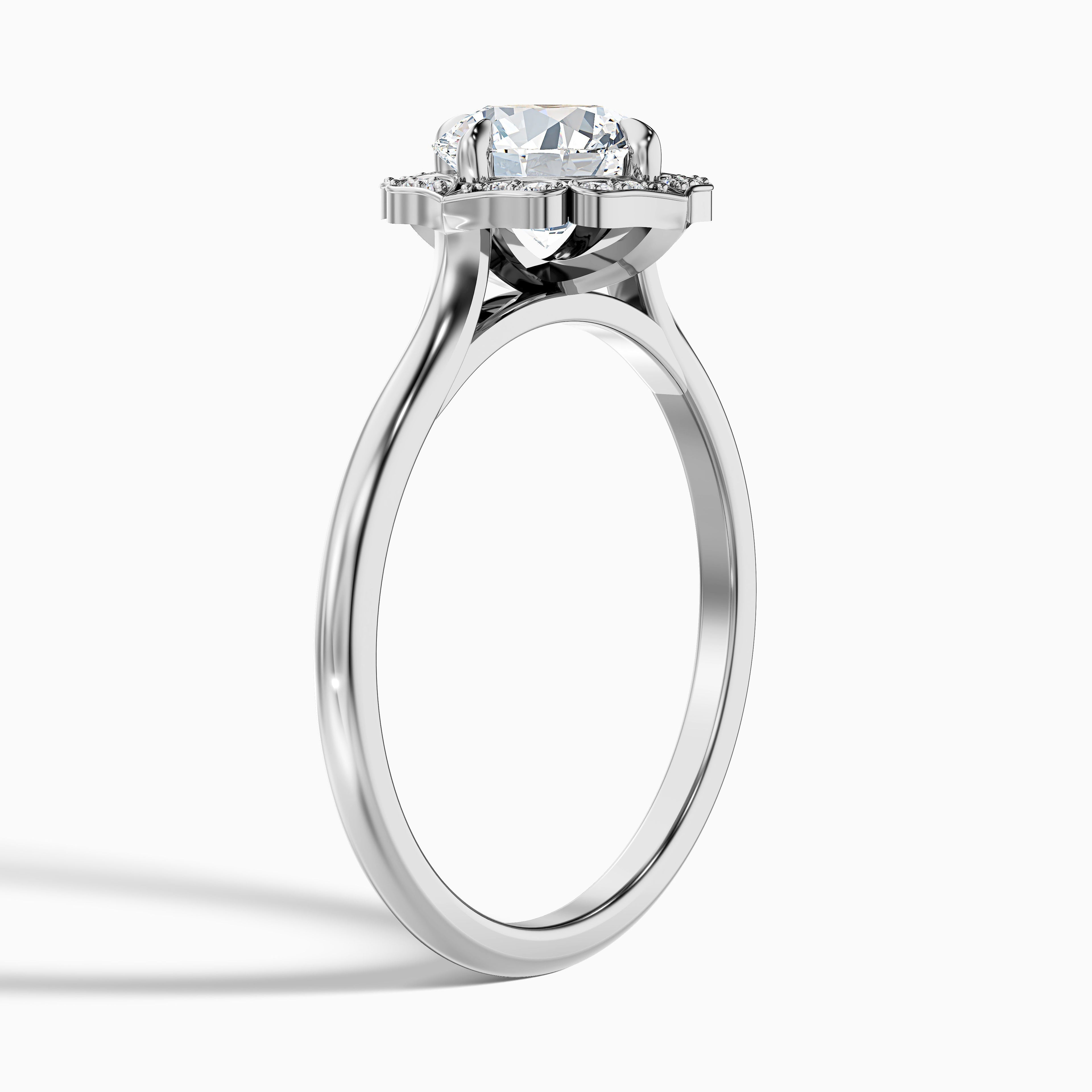 Ruth 6 Carat Round Halo Moissanite Engagement Ring in 925 Sterling Silver