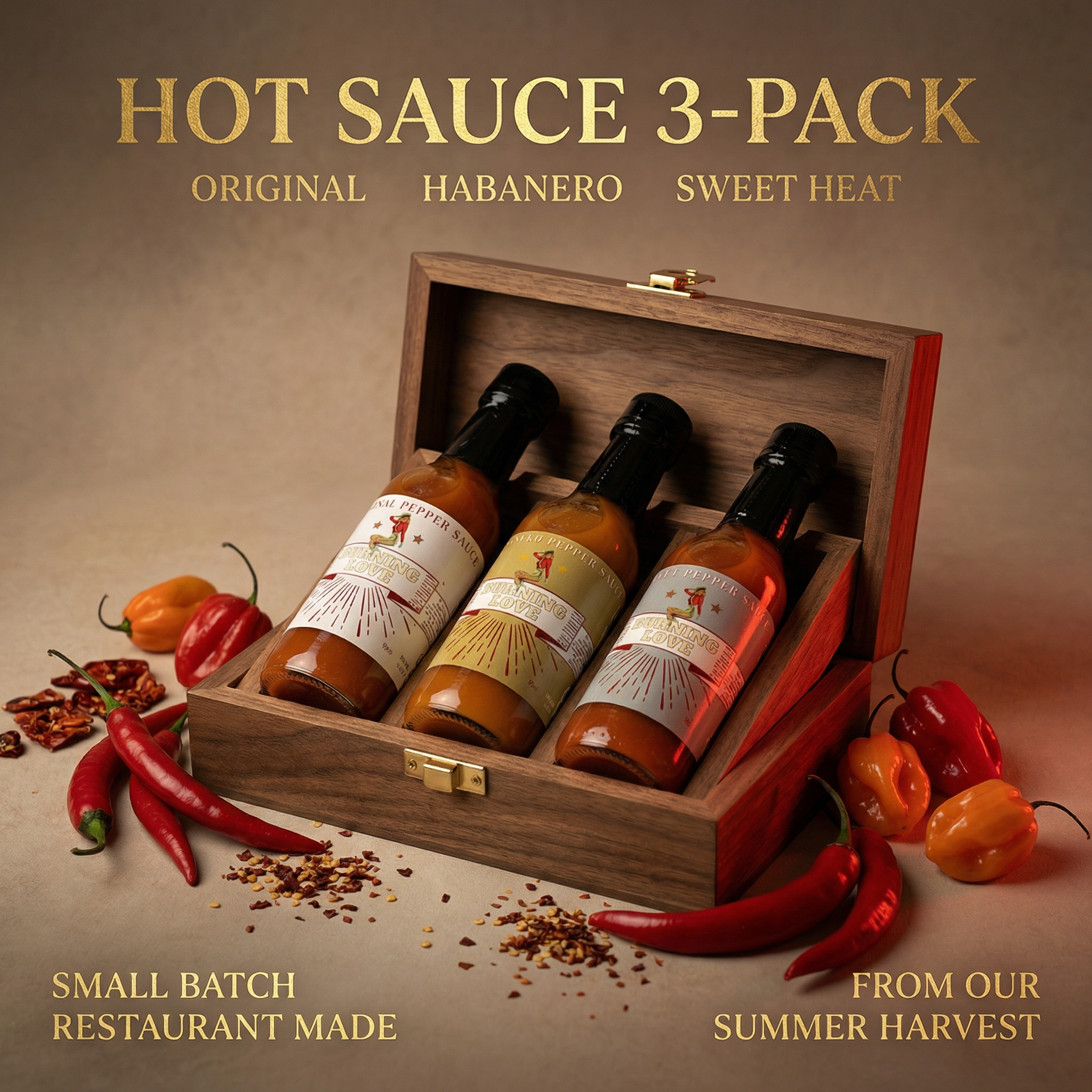 Hot Sauce 3-Pack Gift Set - Original, Habanero & Sweet Heat | Small Batch Restaurant Made | Lady May by The Lady May
