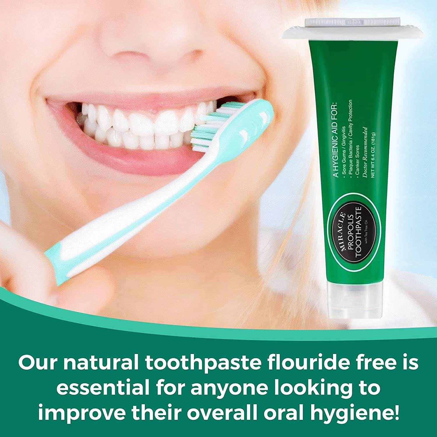Miracle Propolis Toothpaste w/ Tea Tree Oil, Natural, No Fluoride FREE Shipping