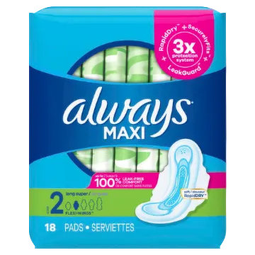 Always MAXI SIZE 2 MAX PROTECTION 18 PADS DestGlow
