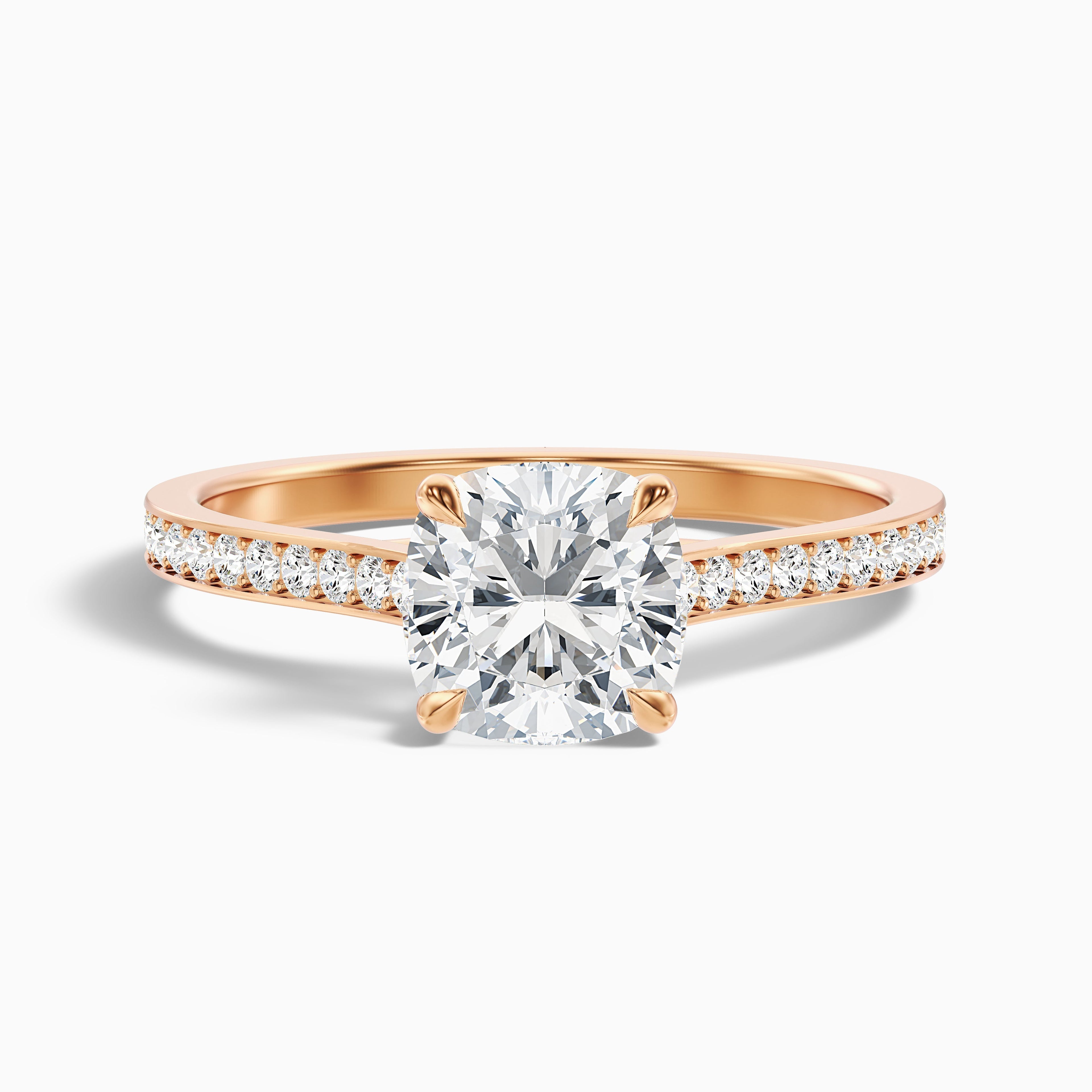Nina 5.5 Carat Cushion Cut Side Stone Pave Moissanite Diamond Ring in 925 Sterling Silver