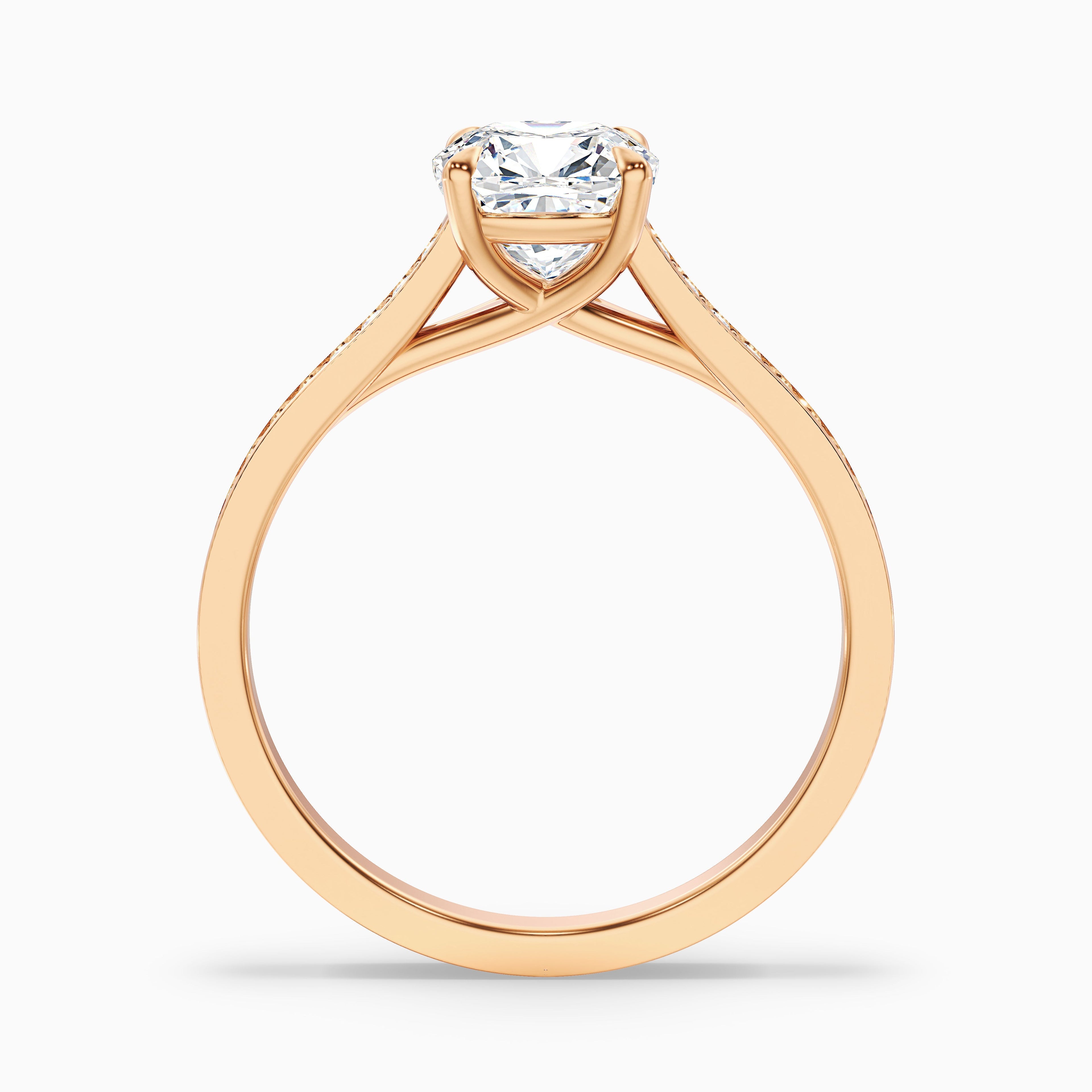 Nina 1 Carat Cushion Cut Side Stone Pave Moissanite Diamond Ring in Platinum