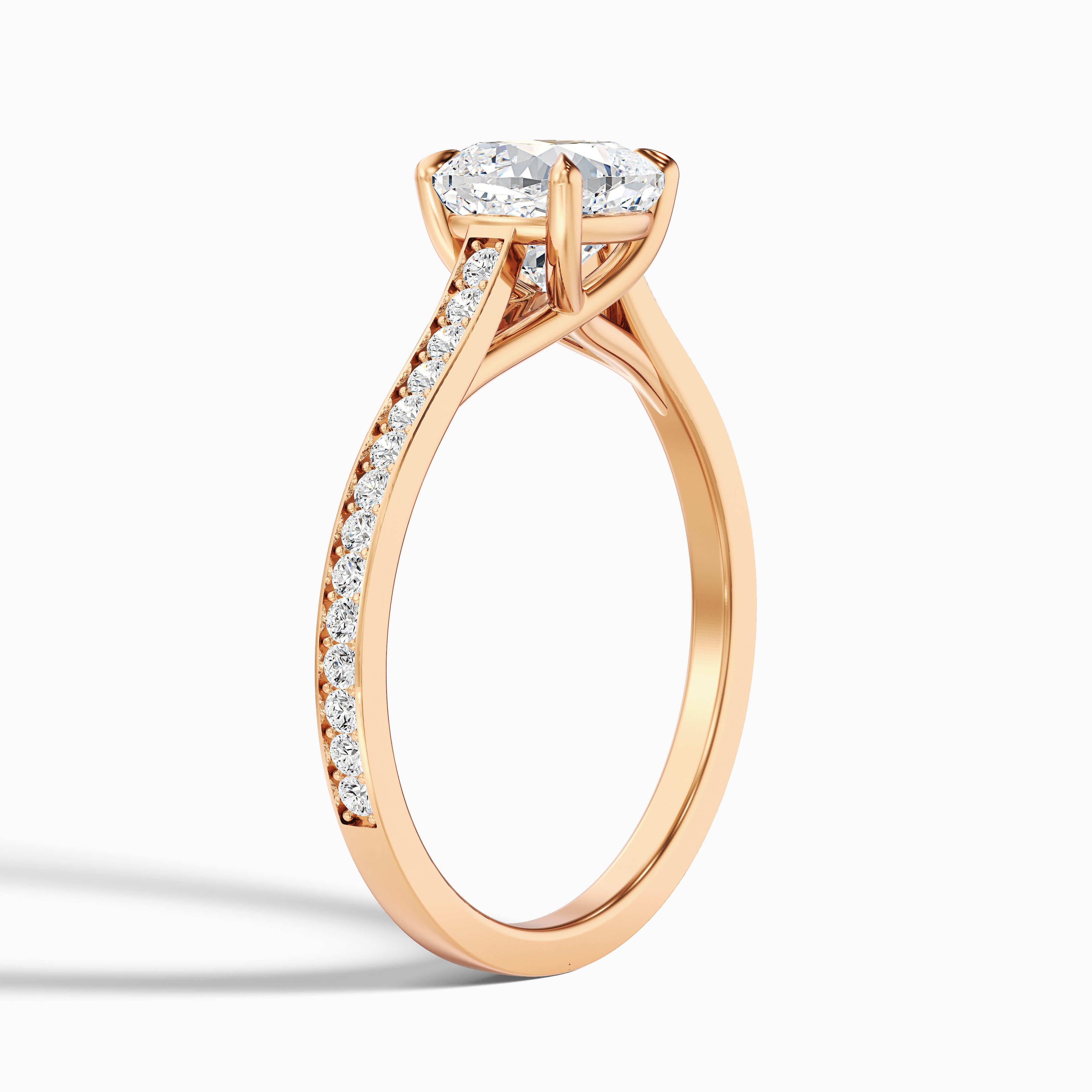Siya 3 Carat Cushion Cut Side Stone Pave Lab Grown Engagement Ring in 10k White Gold