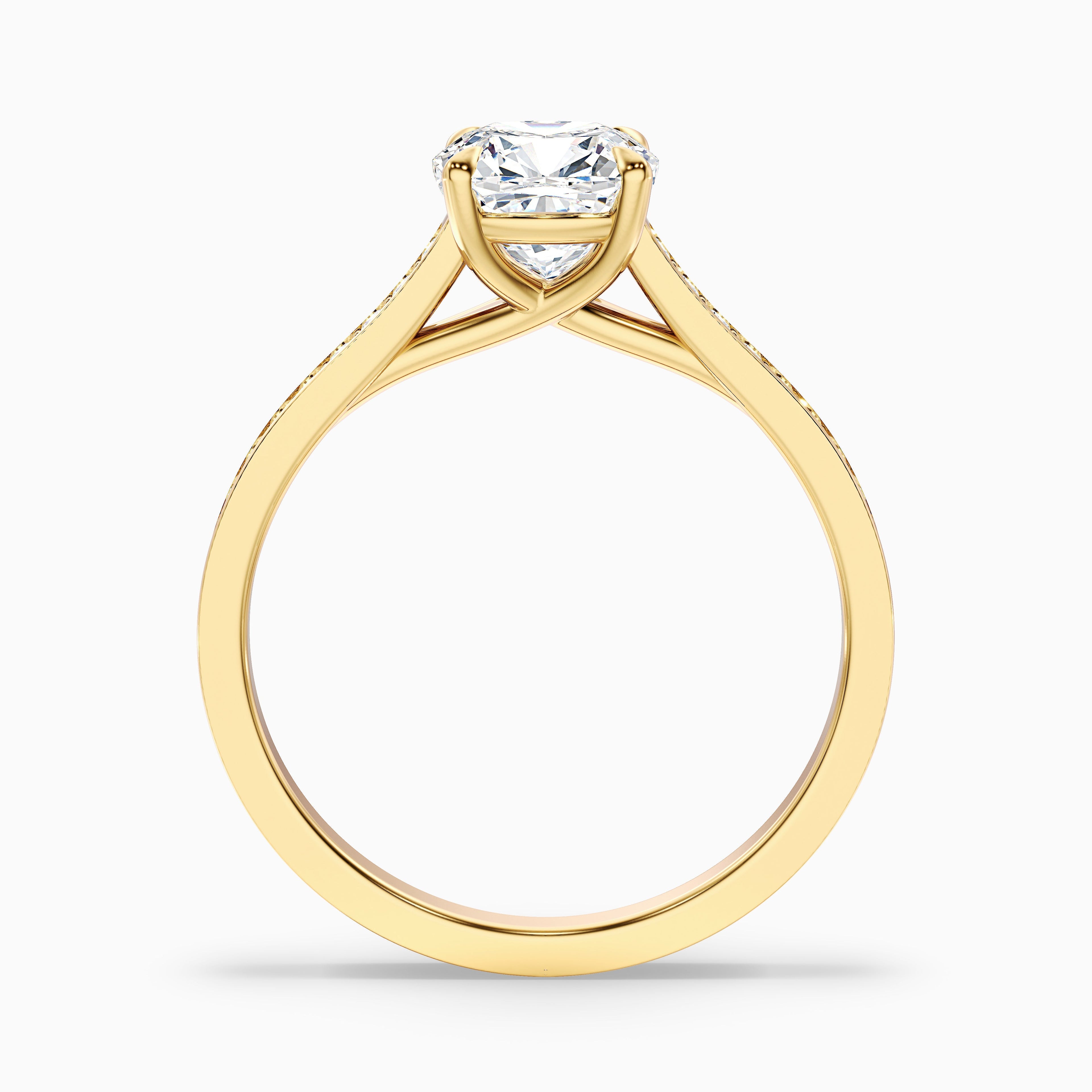 Nina 5.5 Carat Cushion Cut Side Stone Pave Moissanite Diamond Ring in 18k White Gold