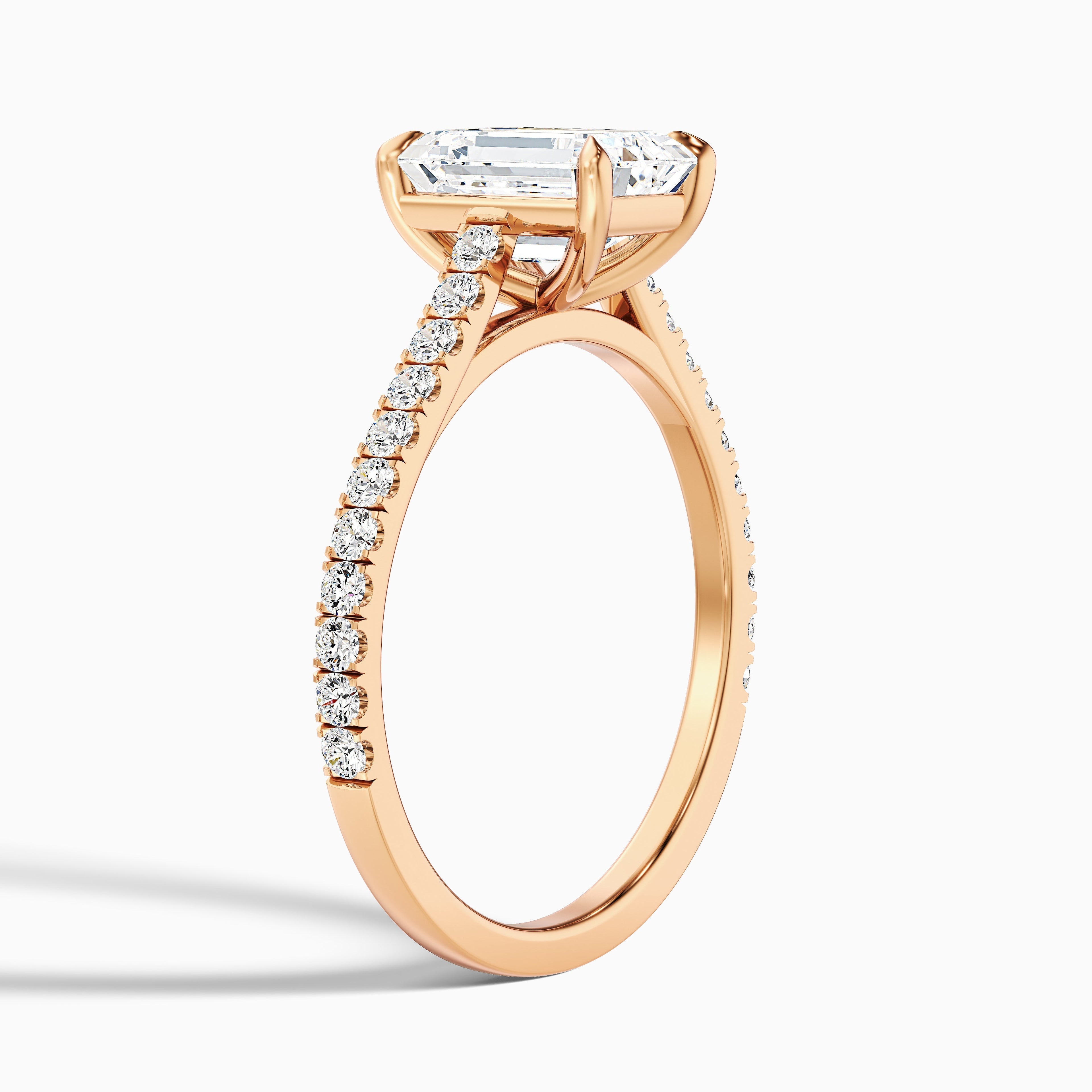 Kira 5 Carat Emerald Cut Side Stone Pave Lab Grown Engagement Ring in 925 Sterling Silver