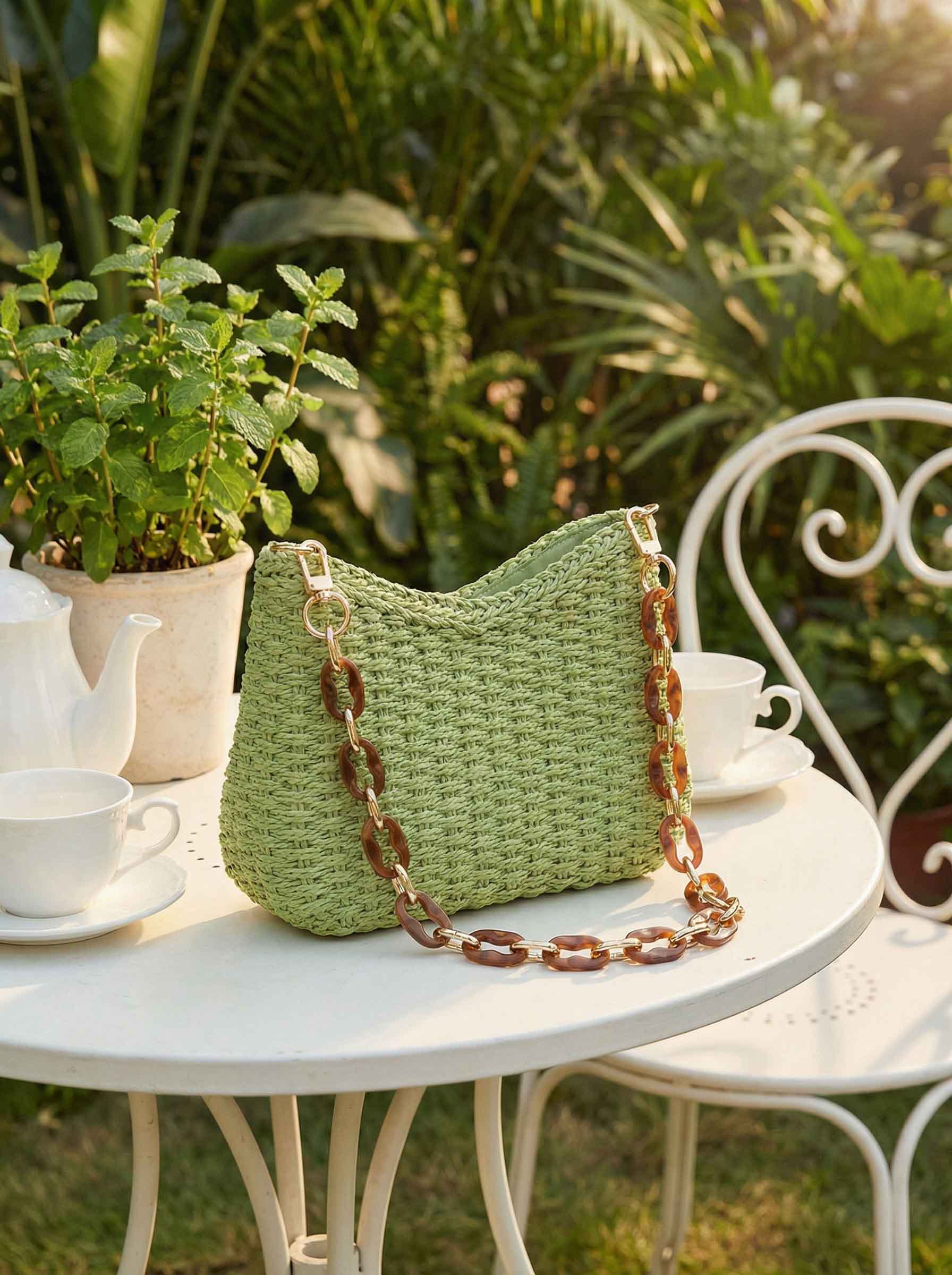 Colorful Woven Straw Shoulder Bag DestGlow