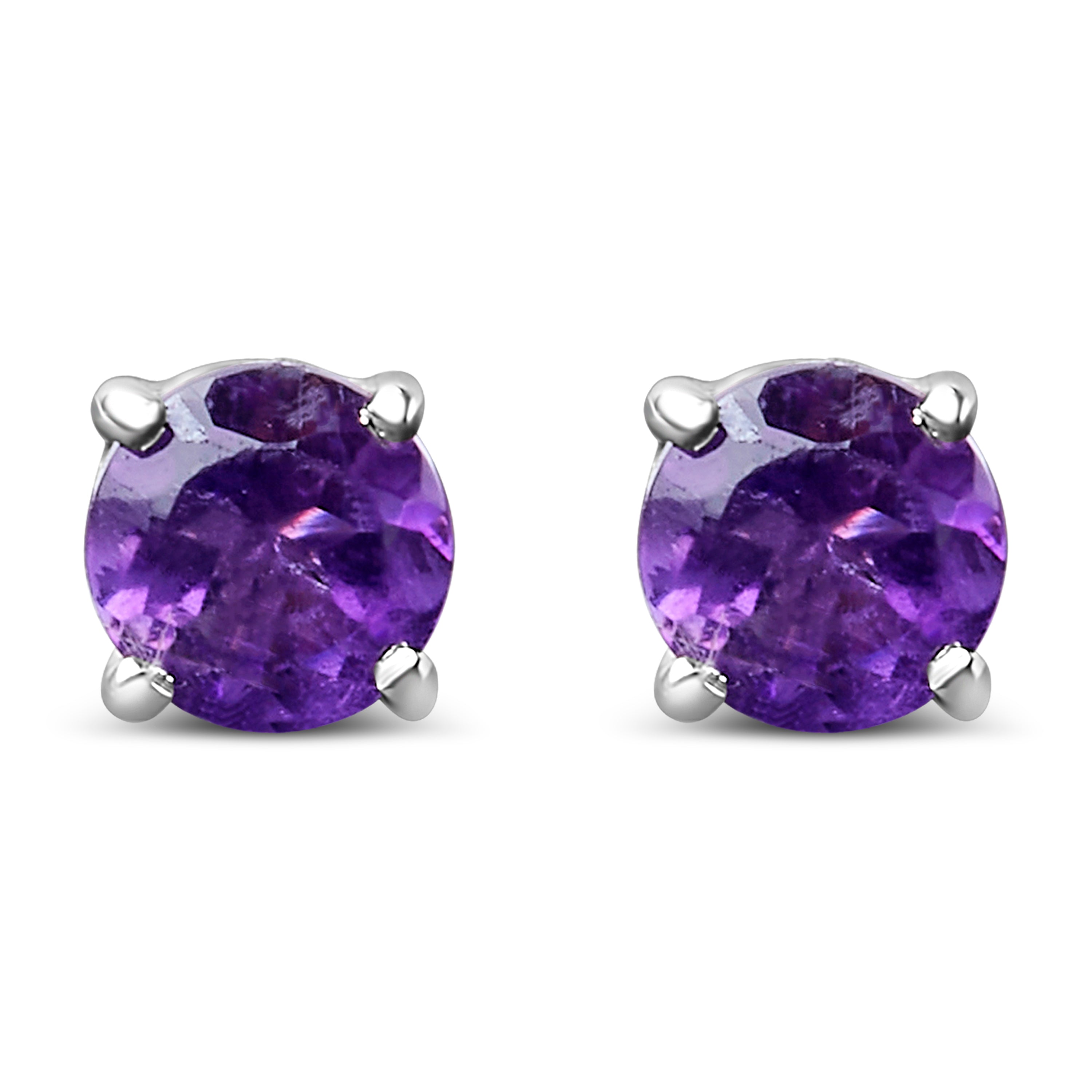 .925 Sterling Silver 3.5 MM Created Round Red Garnet Solitaire Stud Earrings by Bids.com