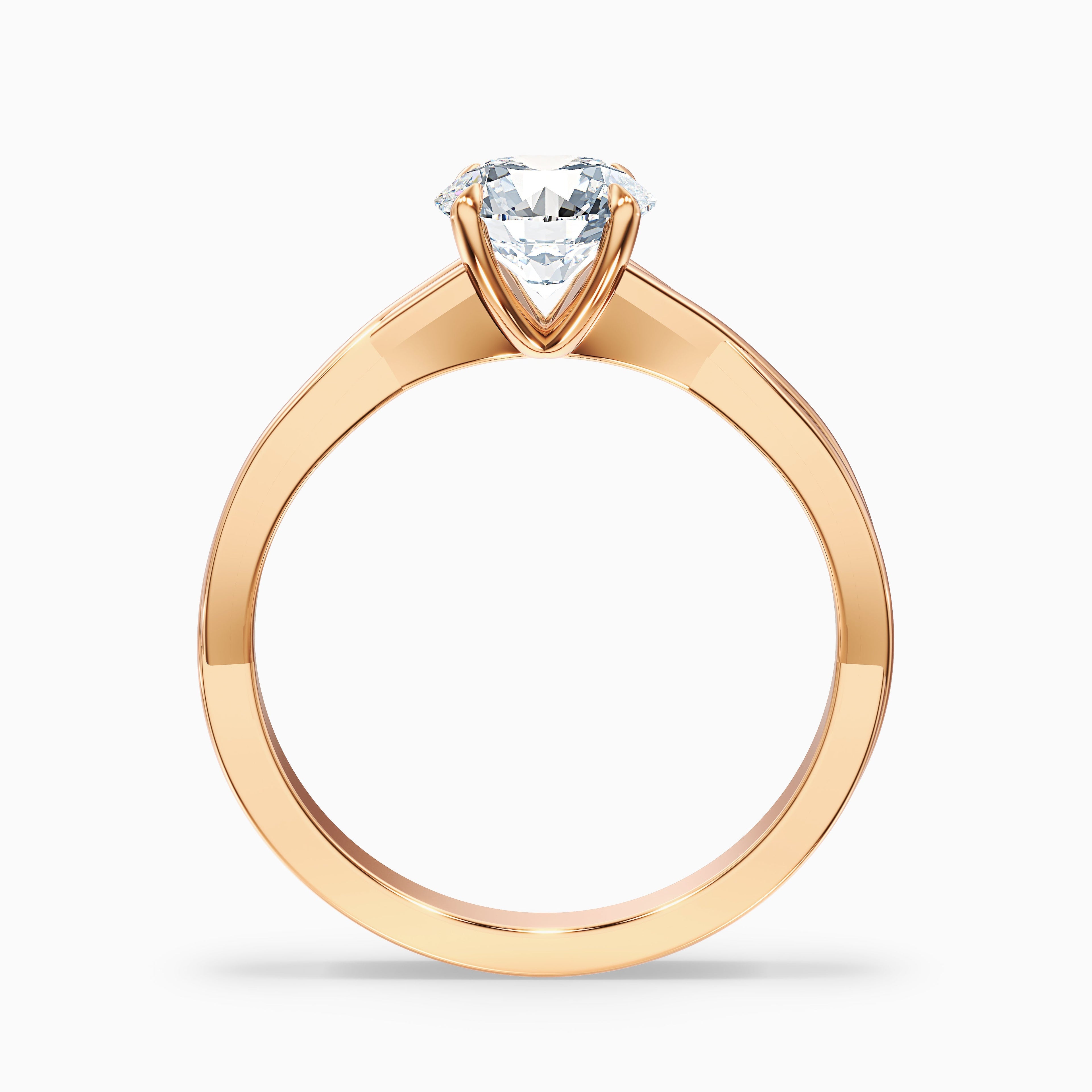 Lucy 1 Carat Round Solitaire Twisted Band Moissanite Diamond Ring in Platinum DestGlow