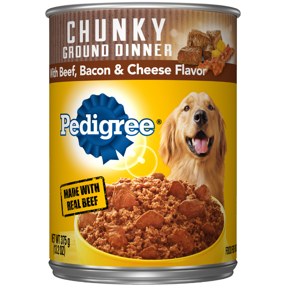Pedigree Chopped Ground Dinner Beef, Bacon & Cheese Wet Dog Food (13.2oz) DestGlow