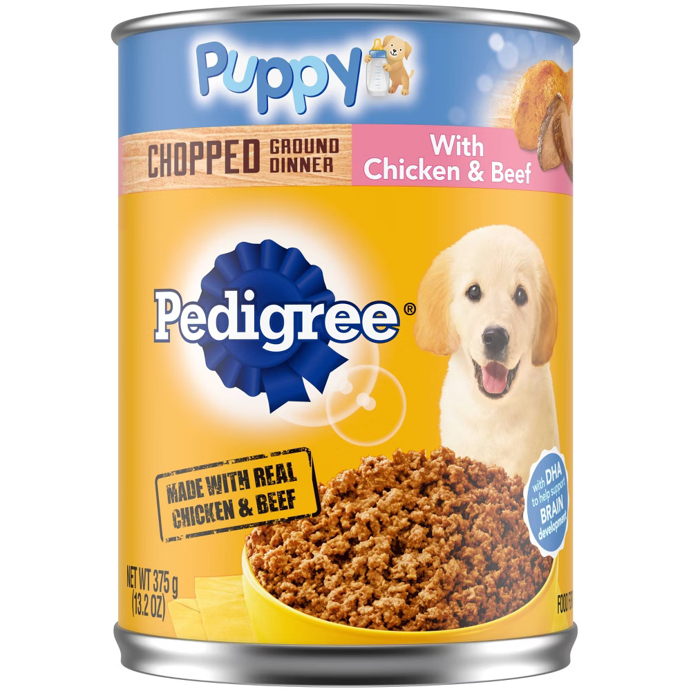Pedigree Puppy Chopped Ground Dinner with Chicken & Beef Wet Dog Food (13.2oz) DestGlow