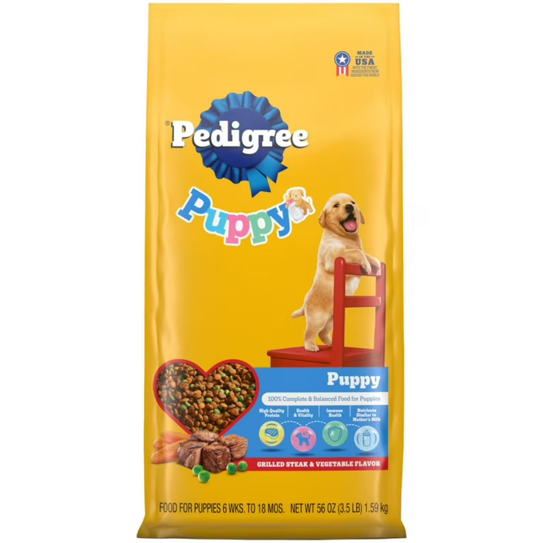 Pedigree Puppy Growth & Protection Steak & Vegetable Dry Dog Food (3.5lbs) DestGlow