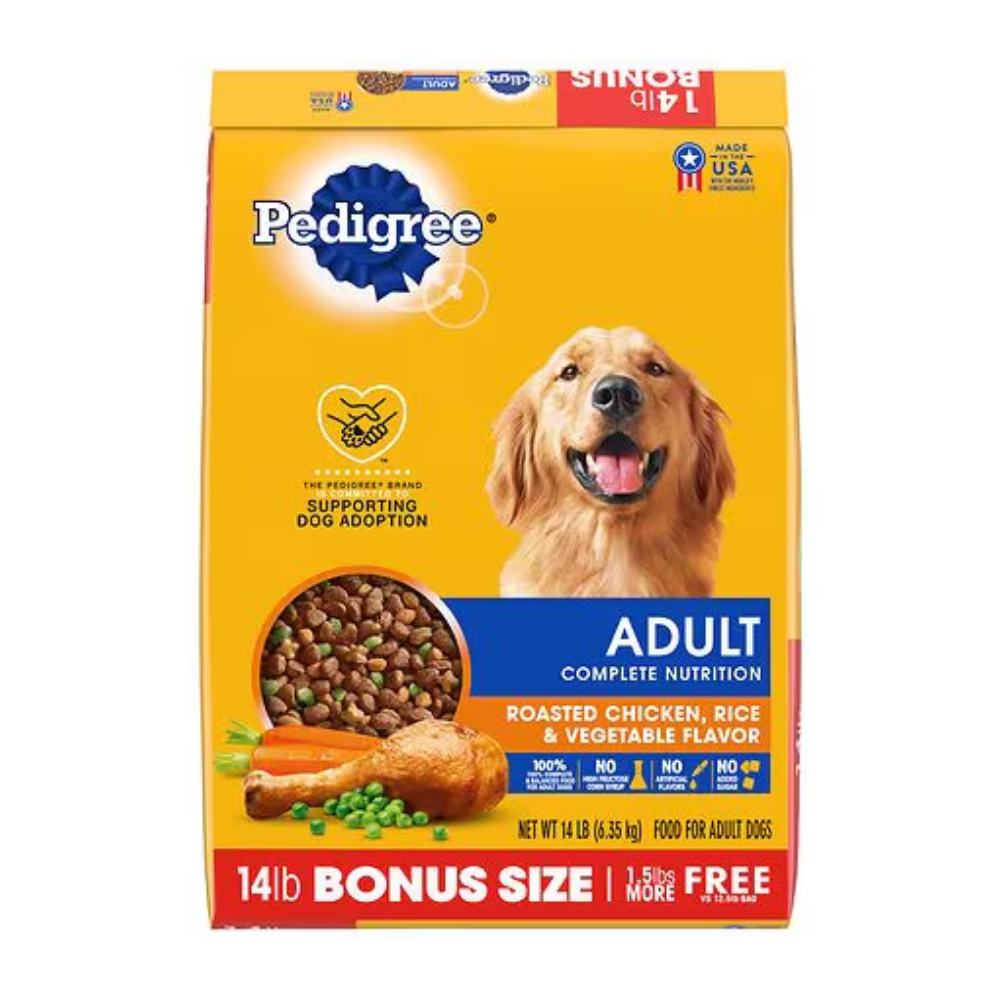 Pedigree Dry Dog Food Adult Roasted Chicken, Rice & Vegetable Flavor (14 lb) DestGlow