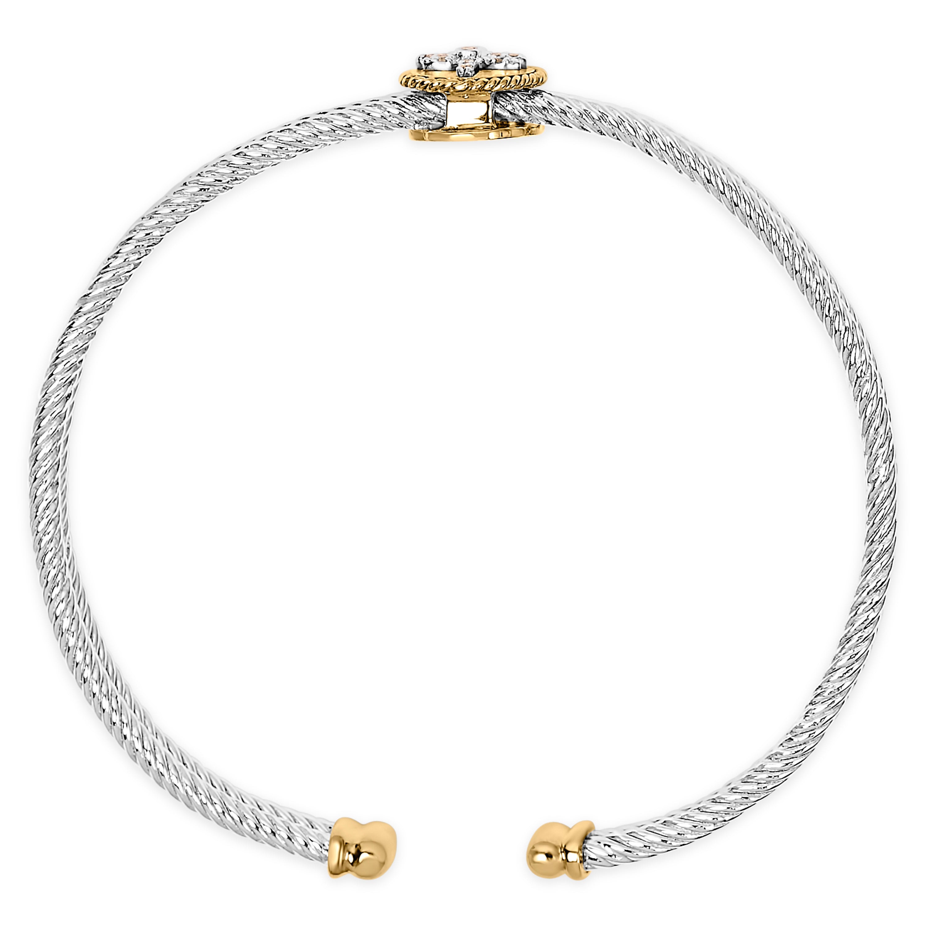 18K Yellow Gold Plated .925 Sterling Silver Diamond Accent Dragonfly Medallion Bangle Bracelet (I-J Color, SI1-SI2 Clarity) - 7.75 Inches by Bids.com