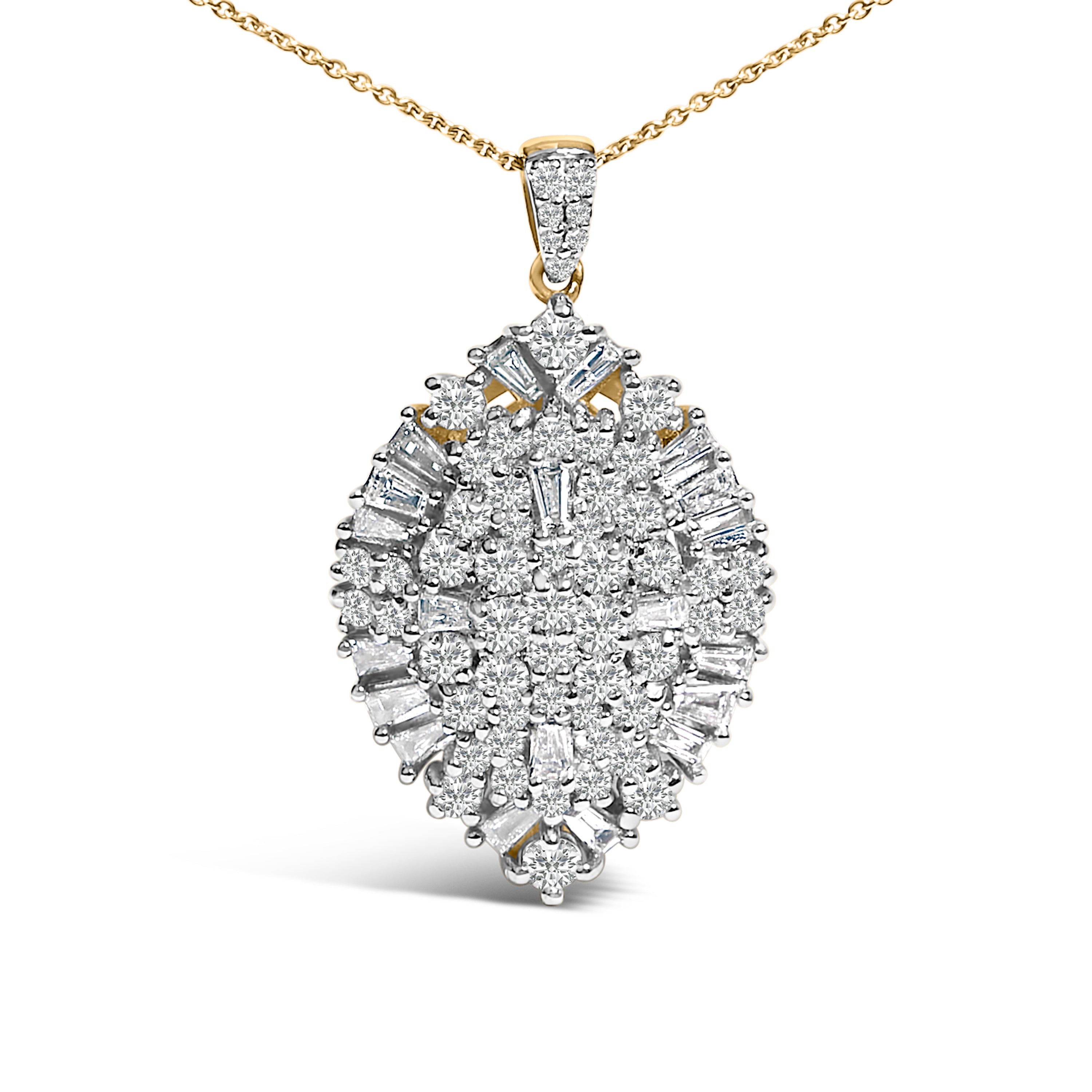 14K White and Yellow Gold 2.00 Cttw Diamond Cluster Pear Shaped Pendant Necklace (G-H Color, SI2-I1 Clarity) -20" Inches by Bids.com