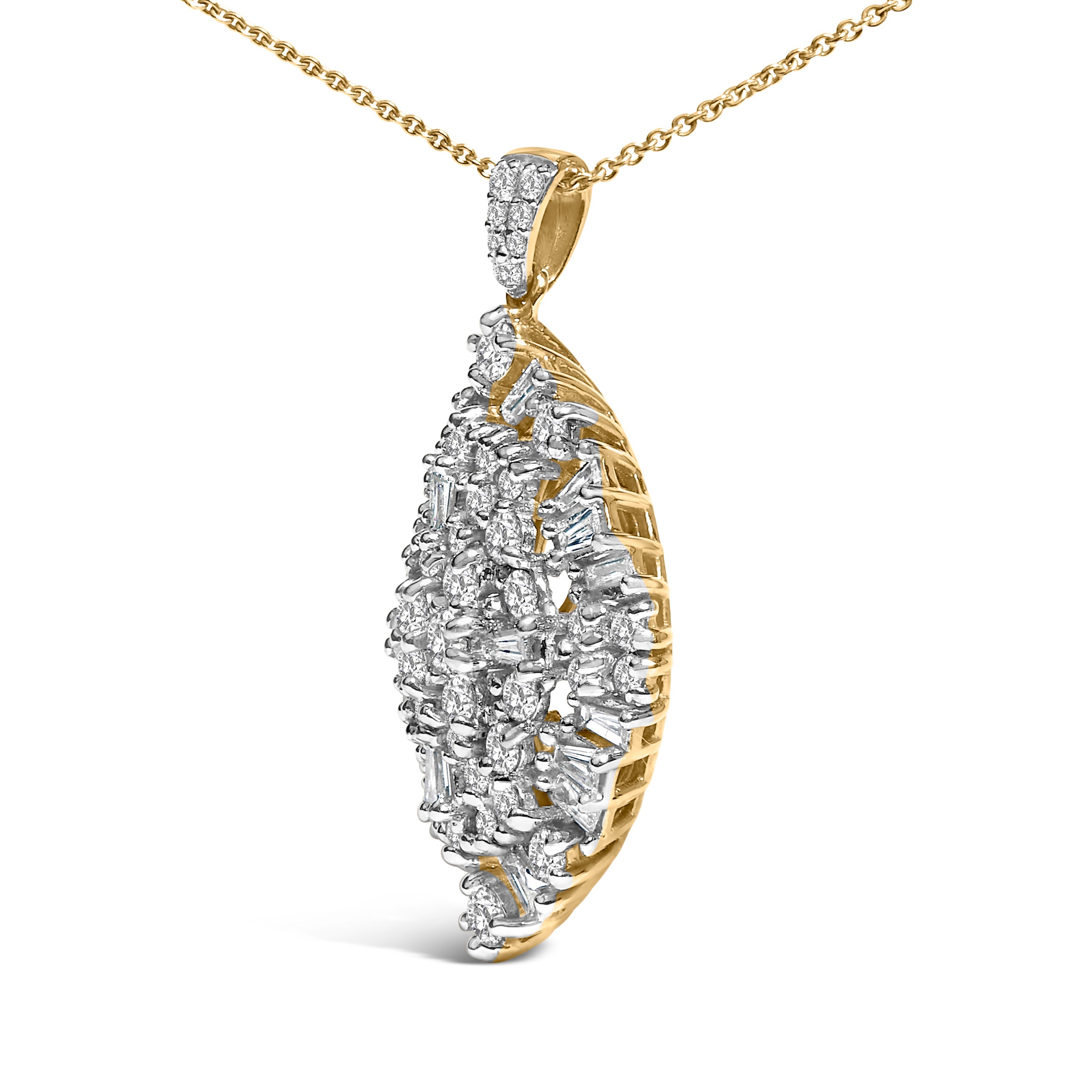 14K White and Yellow Gold 2.00 Cttw Diamond Cluster Pear Shaped Pendant Necklace (G-H Color, SI2-I1 Clarity) -20" Inches by Bids.com