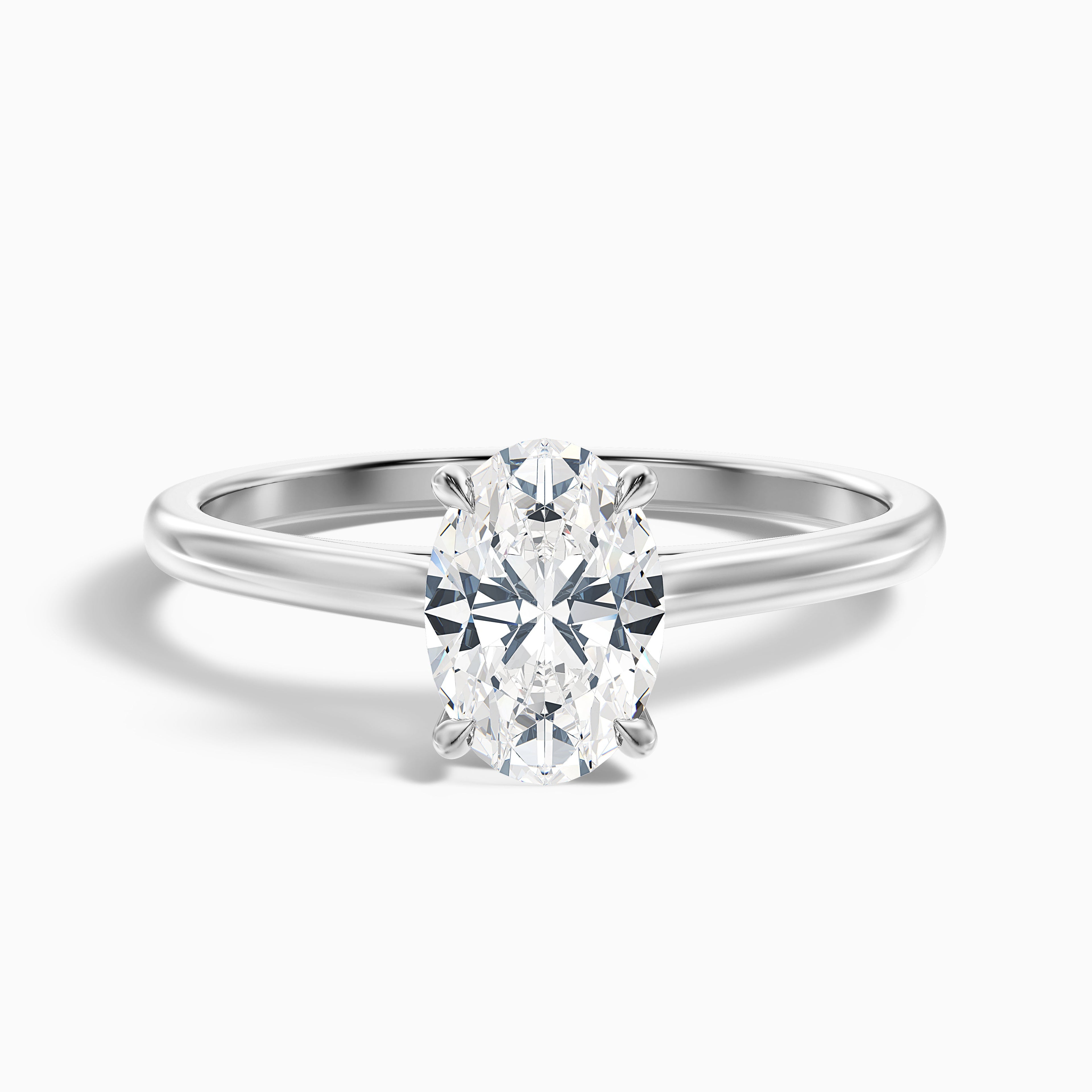Love 5.5 Carat Oval Solitaire Moissanite Diamond Ring in 18k White Gold