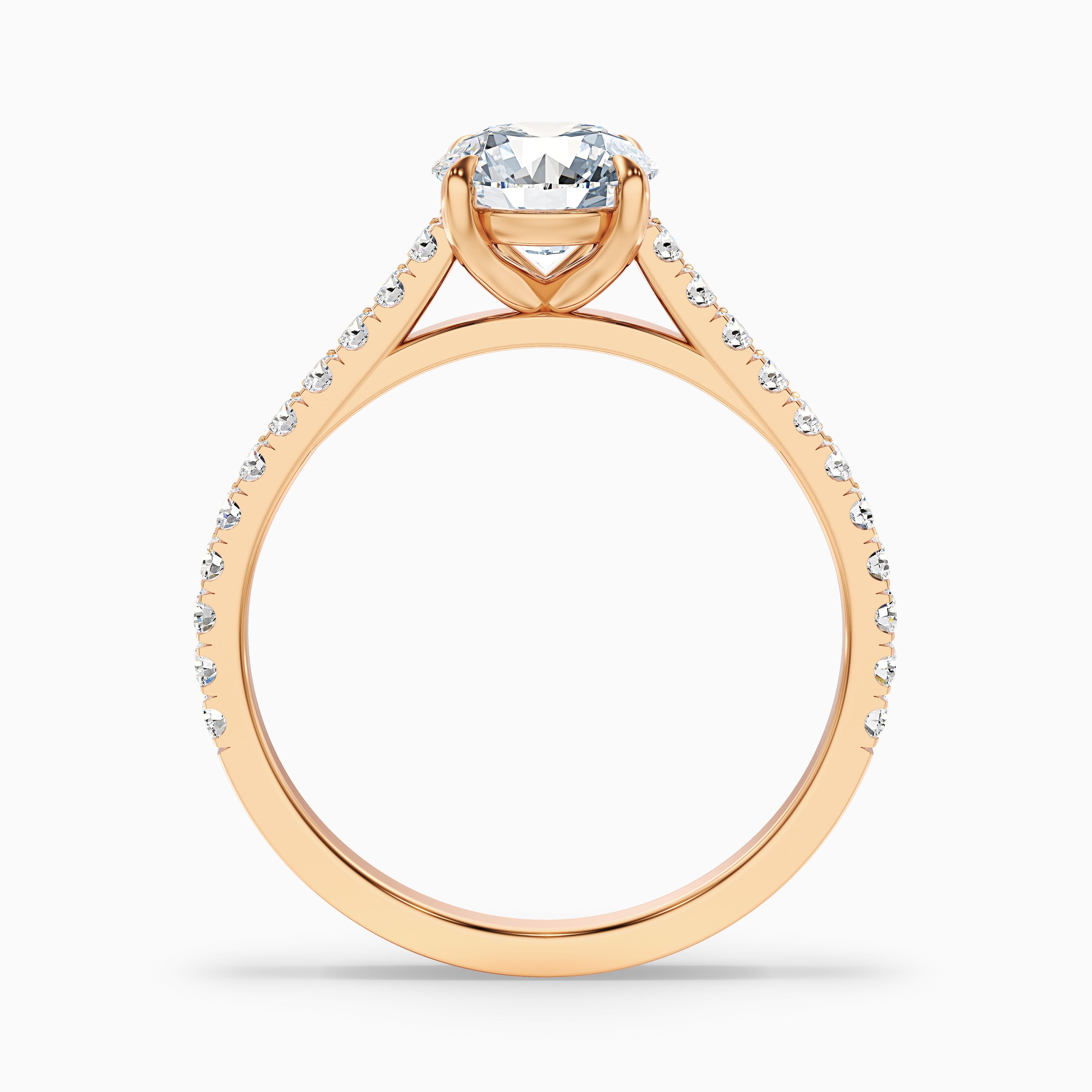 Lilly 4.5 Carat Round Side Stone Pave Moissanite Diamond Ring in 10k Yellow Gold