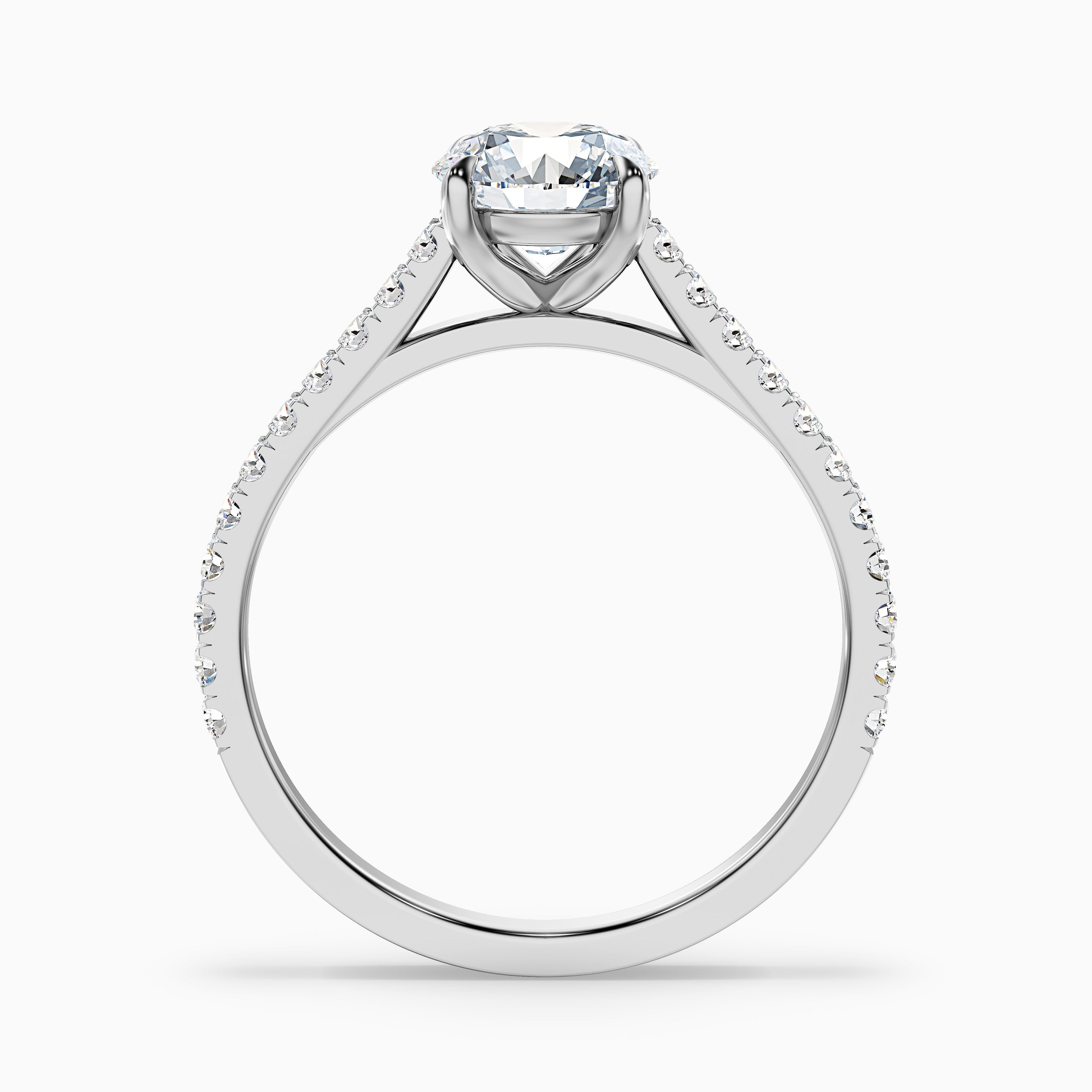 Lilly 5 Carat Round Side Stone Pave Moissanite Diamond Ring in Platinum
