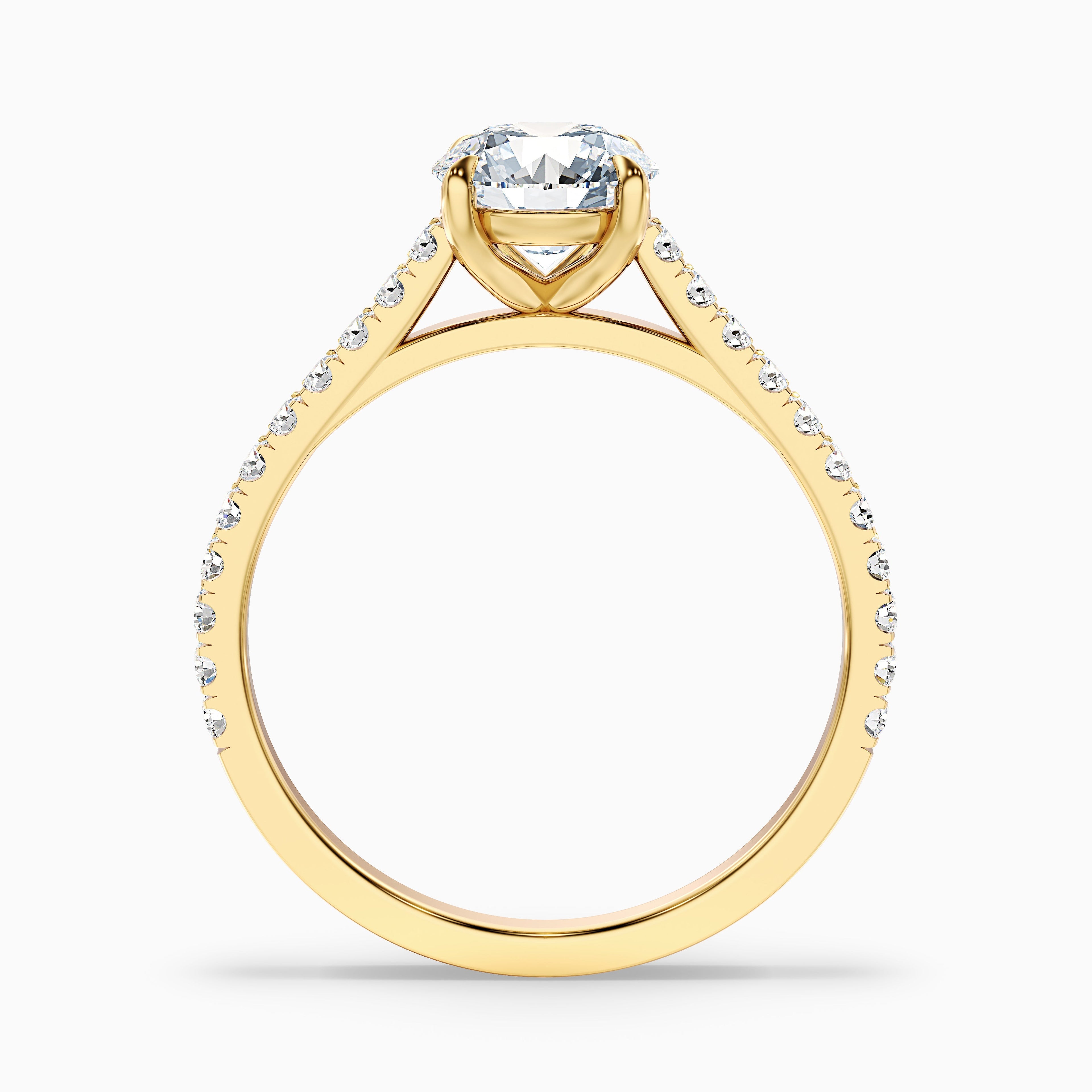 Lilly 2.5 Carat Round Side Stone Pave Moissanite Diamond Ring in 10k White Gold