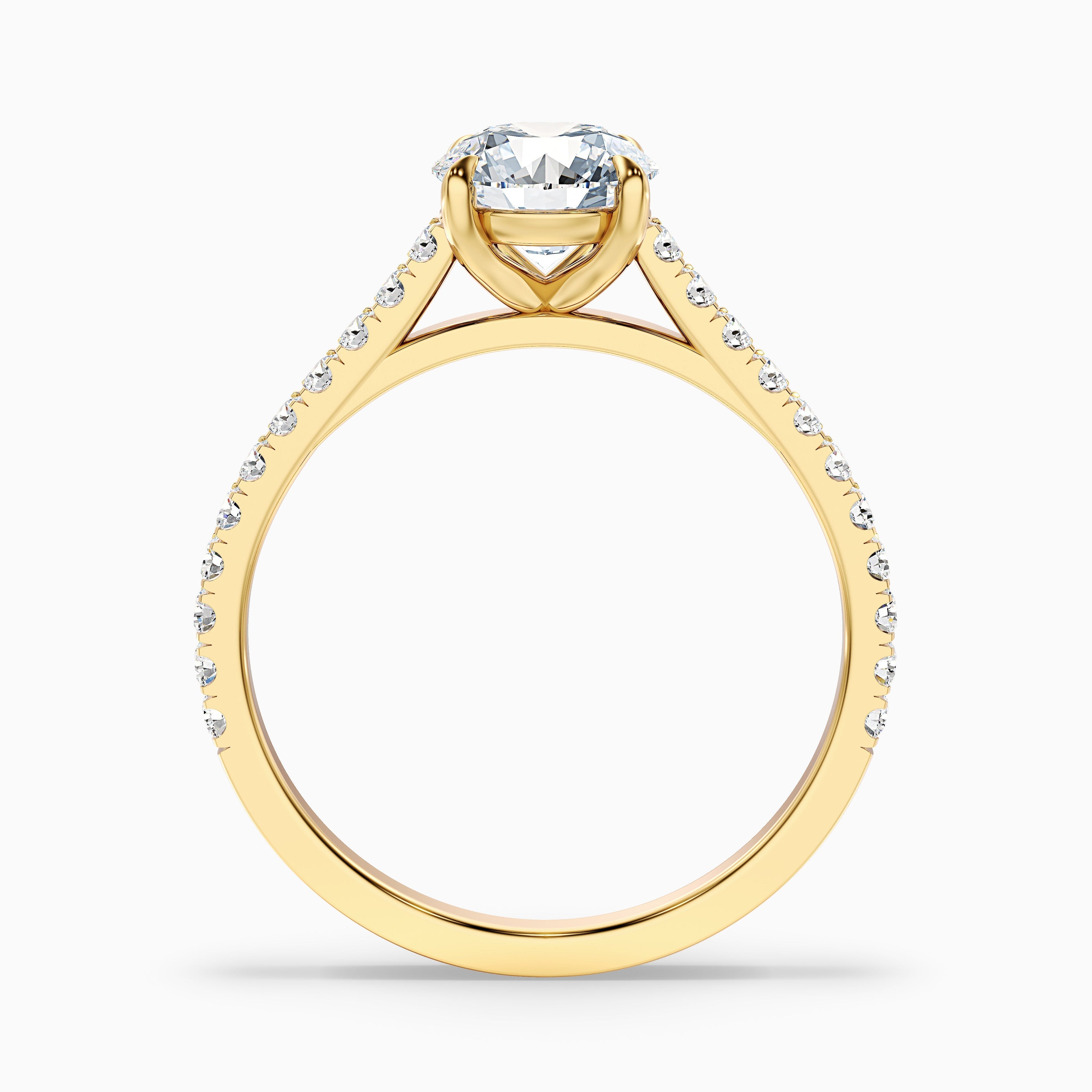 Lilly 5.5 Carat Round Side Stone Pave Moissanite Diamond Ring in 14k White Gold